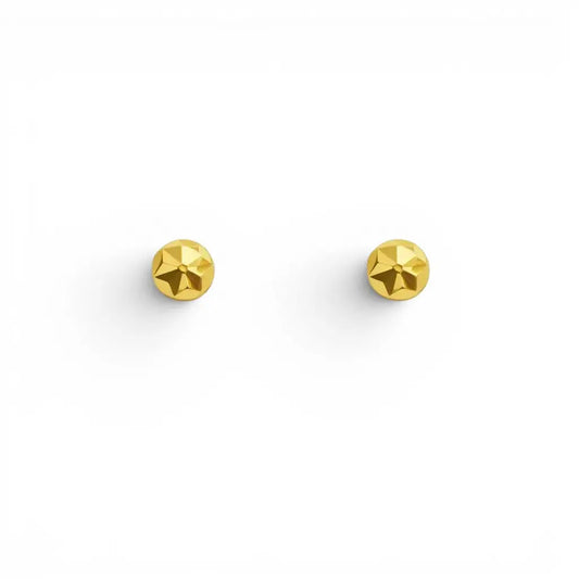 Boucles d'oreilles enfant en or jaune 22 carats, coupe diamant, motif fleur, boules rondes 3,6 mm