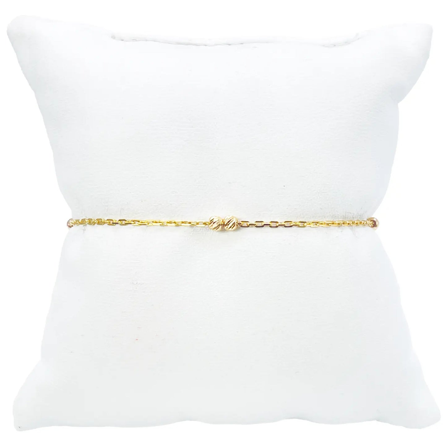 22ct Gold Beaded Bracelet Six Diamond Cut Beads Cable Chain 7 Inches 2.9mm Width 
