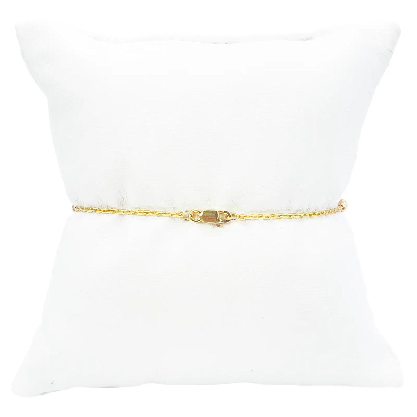 22ct Gold Beaded Bracelet Six Diamond Cut Beads Cable Chain 7 Inches 2.9mm Width 
