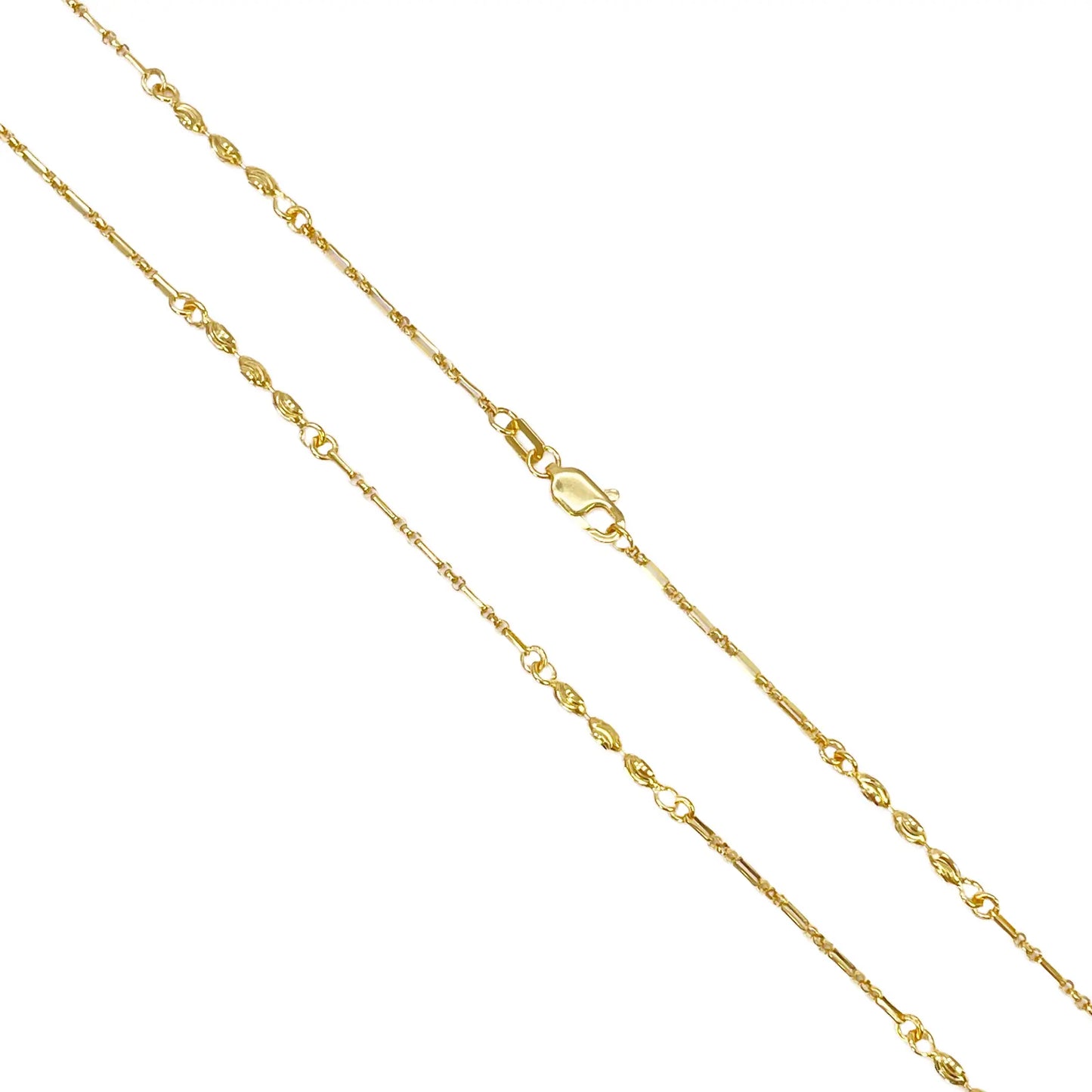 22ct Gold Beaded Necklace Diamond Cut High Polished Oval Beads Chain 18 Inches 