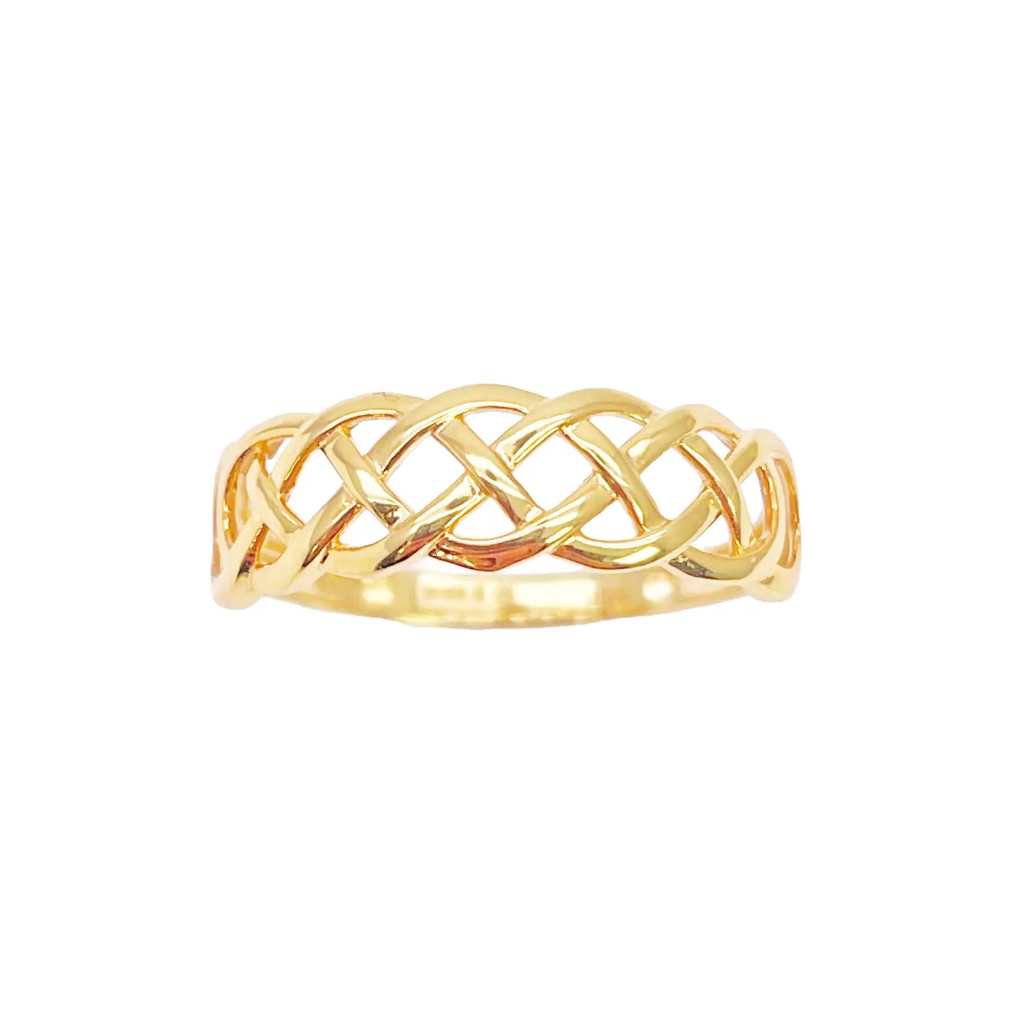 22ct Gold Celtic Knot Ring High Polished Loose Braided Design 6 mm Width Size N 