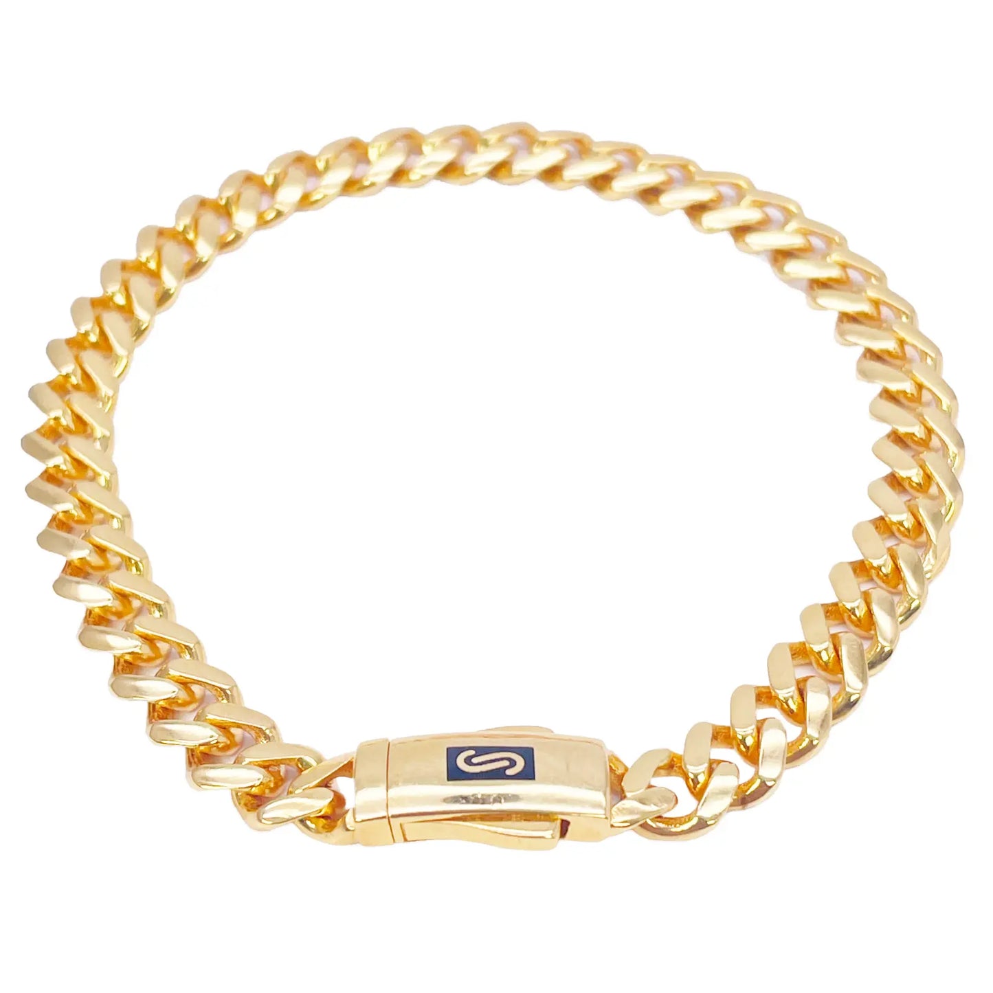 22ct Gold Cuban Bracelet Curb Link Lightweight 7.5 Inches 6.8mm Wide 