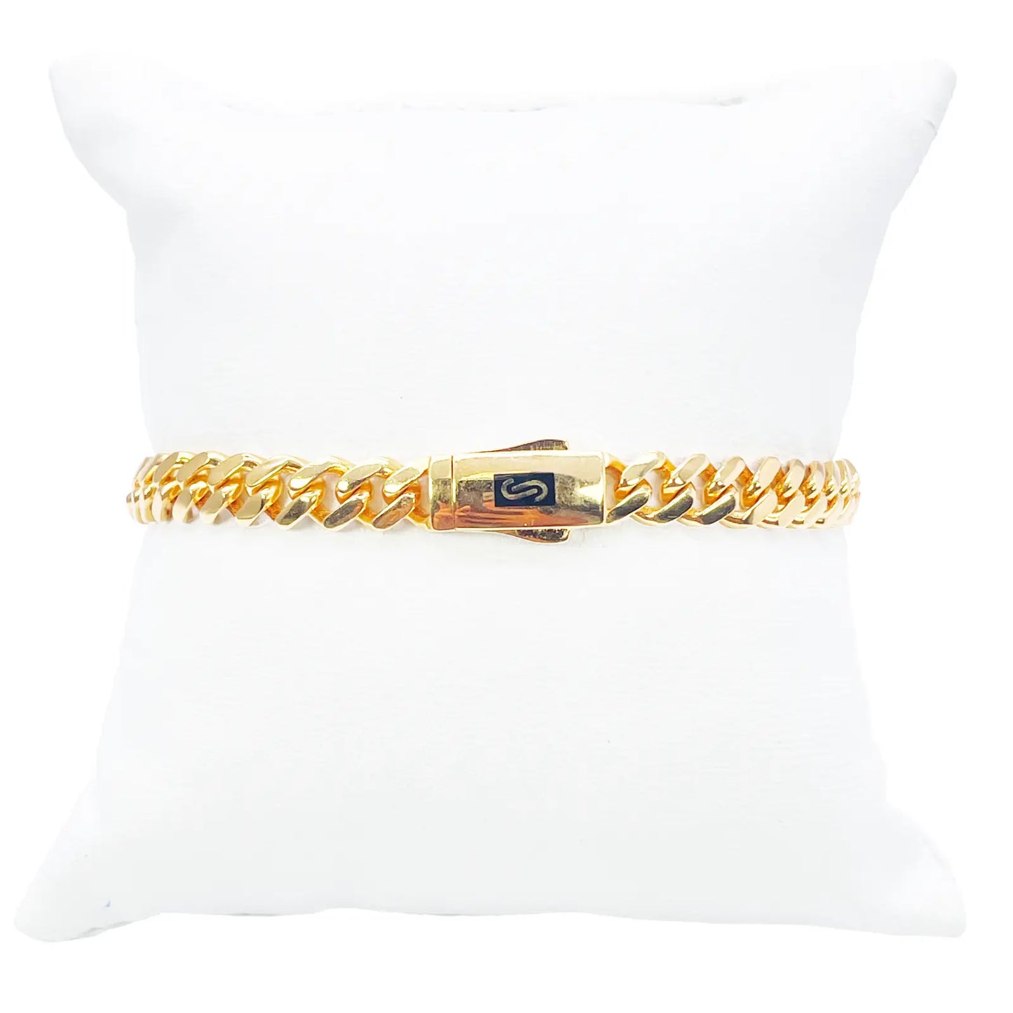 22ct Gold Cuban Bracelet Curb Link Lightweight 7.5 Inches 6.8mm Wide 