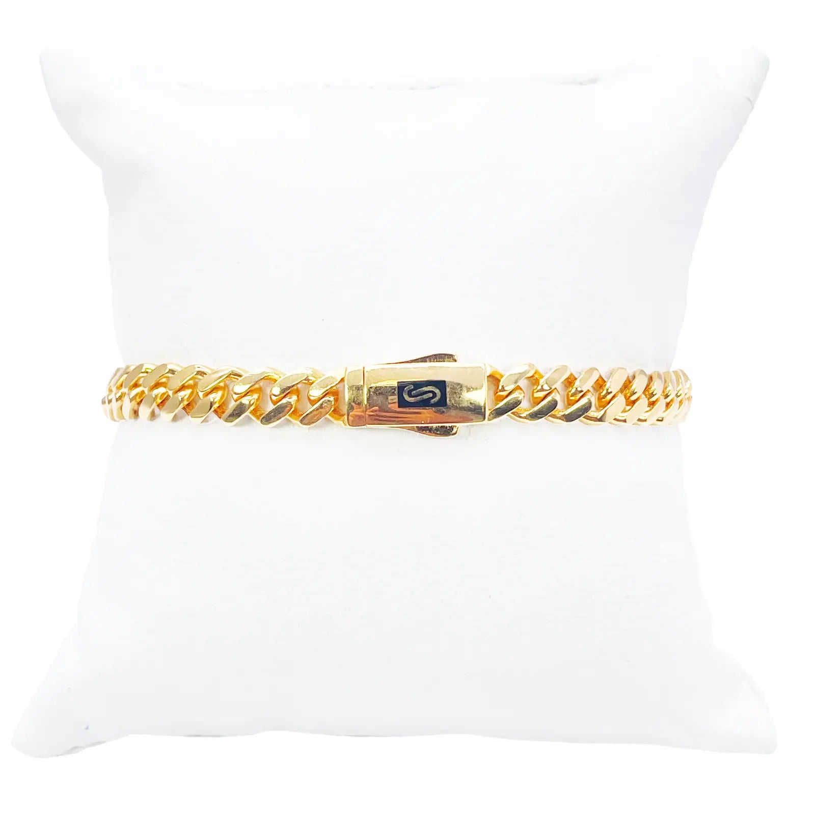 22ct Gold Cuban Bracelet Curb Link Lightweight 7.5 Inches 6.8mm Wide 