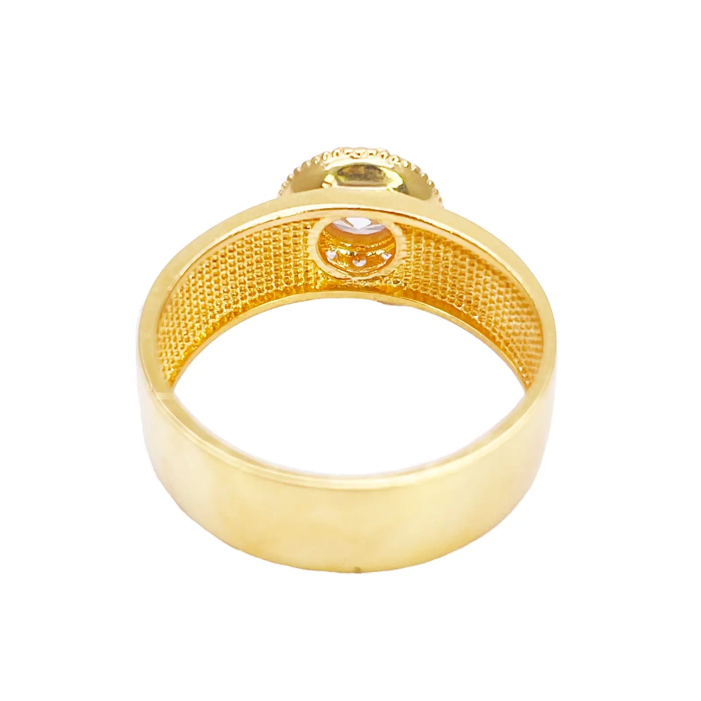 22ct Gold Cubic Zirconia Halo Ring High Polished 8.6mm Width 