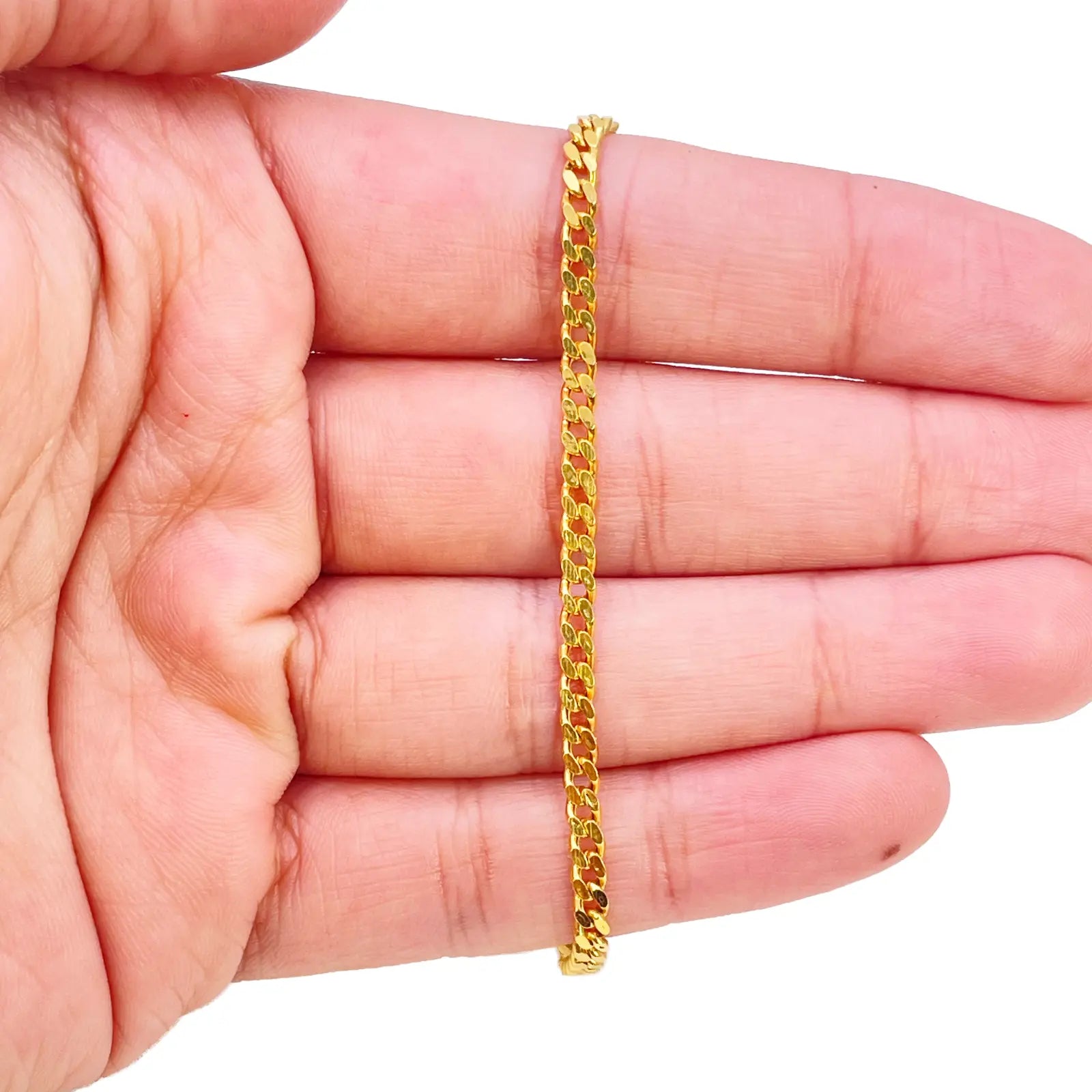 22ct Gold Curb Link Bracelet High Polished Plain 6.8 Inches 