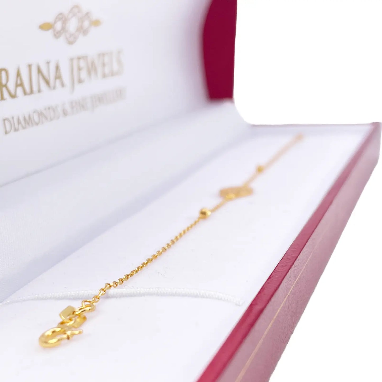 22ct Gold Dainty Beaded Cubic Zirconia Disc Bracelet Diamond Cut Lightweight 7 Inches 