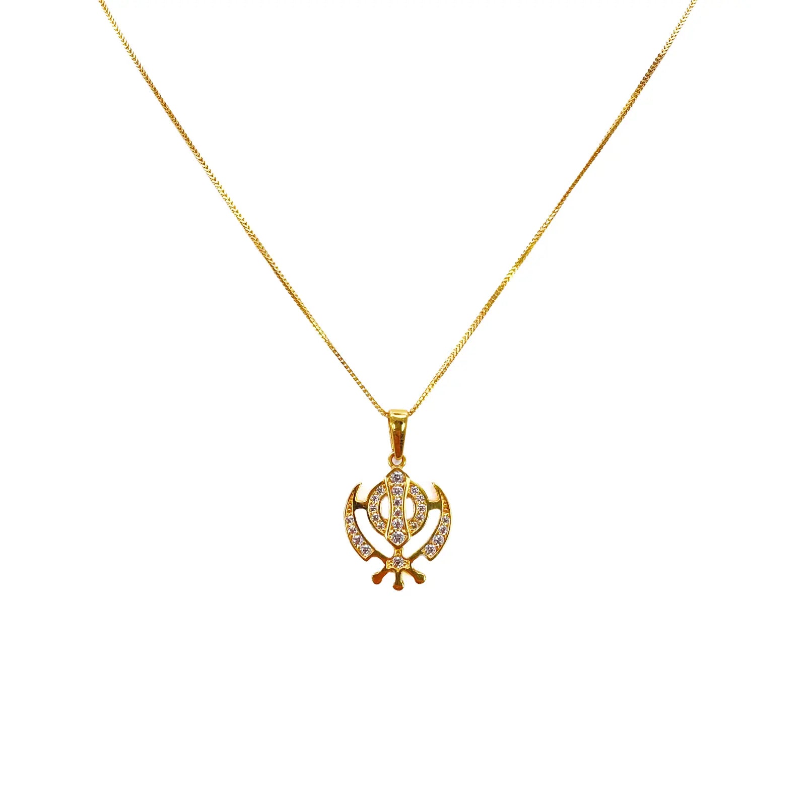 22ct Gold Khanda Pendant Cubic Zirconia High Polished (16.2 x 12.6mm) 