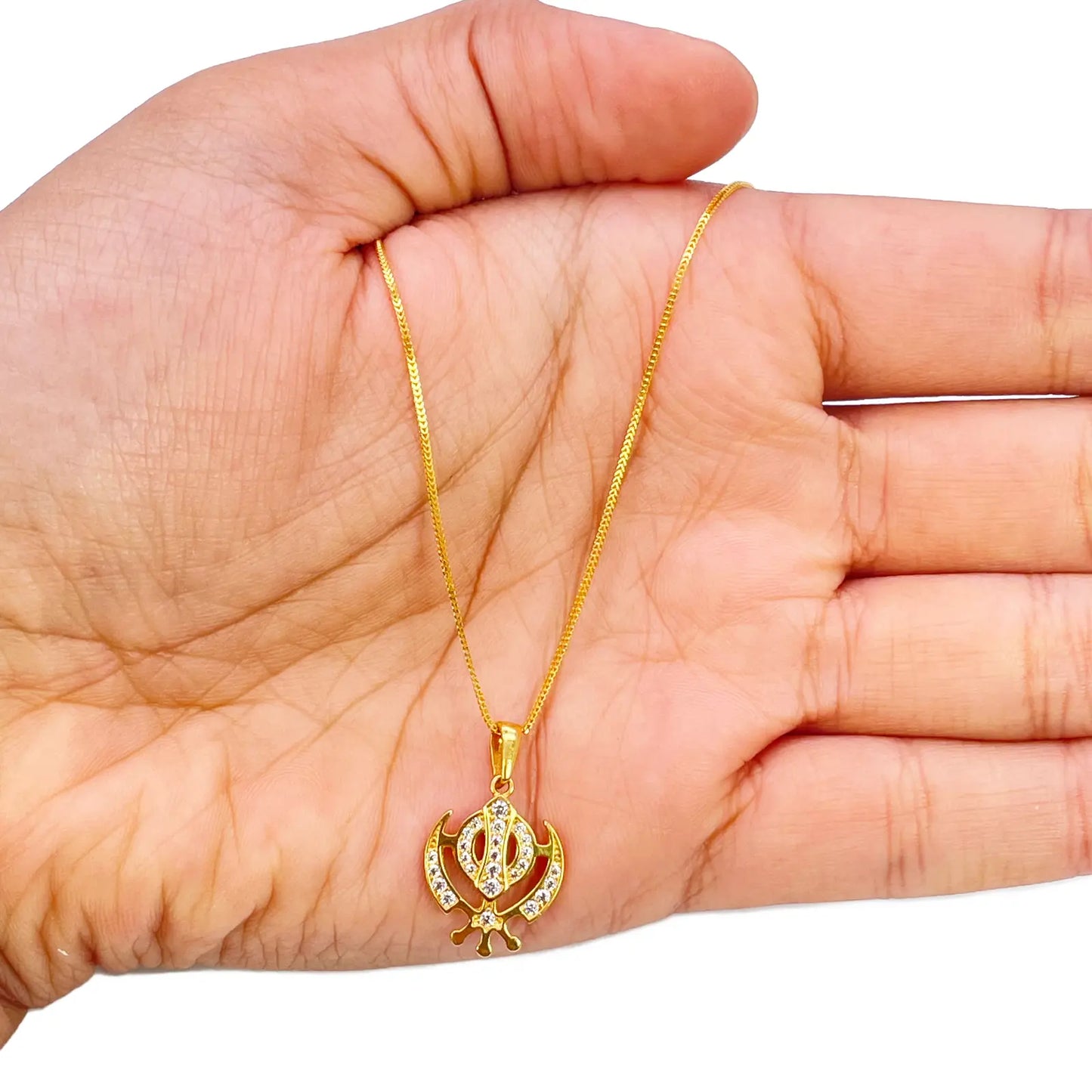 22ct Gold Khanda Pendant Cubic Zirconia High Polished (16.2 x 12.6mm) 