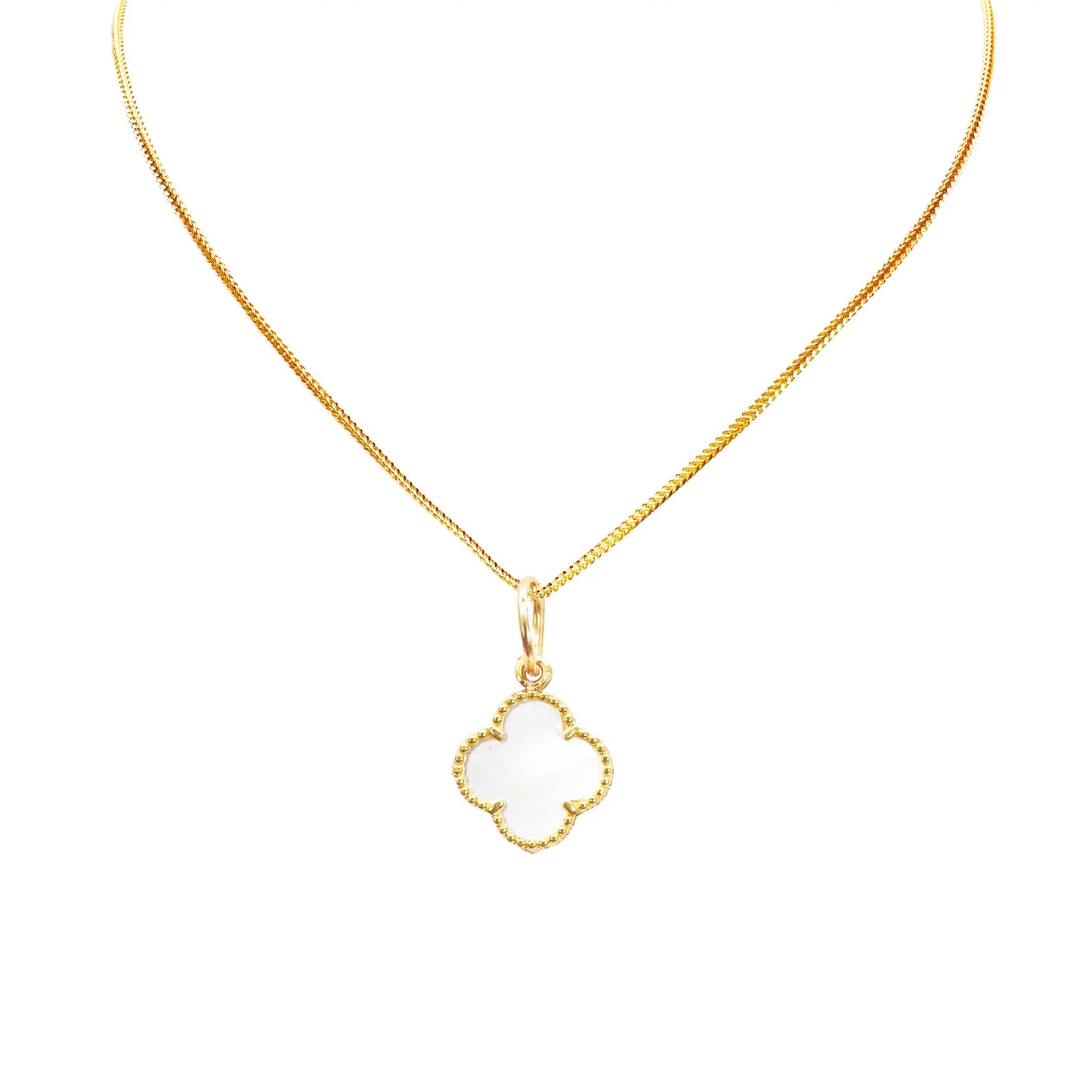 22ct Gold Mother Of Pearl Clover Pendant - 13mm Width 
