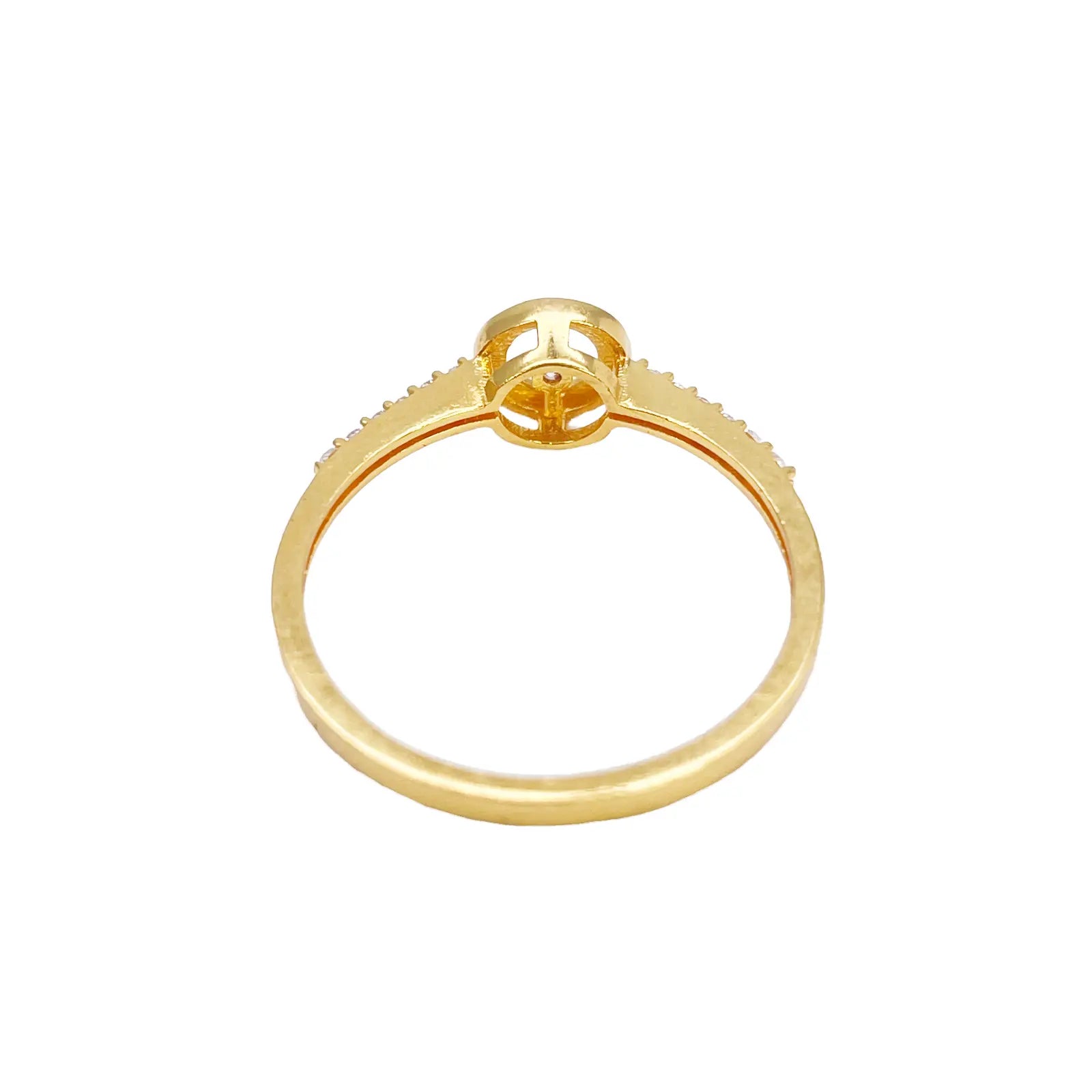 22ct Gold Open Circle Halo Ring with Cubic Zirconia Shoulder Stones  Gold Ring