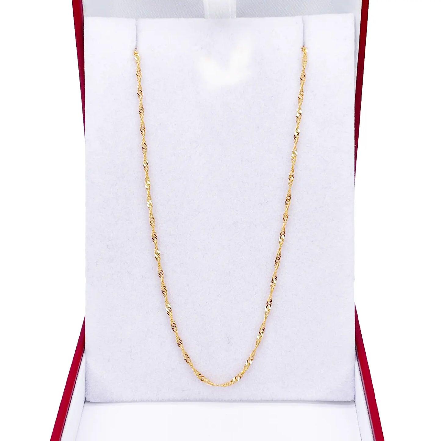 22ct Gold Twisted Chain Lightweight Fancy Ripple Necklace 16 Inches 1mm Width 