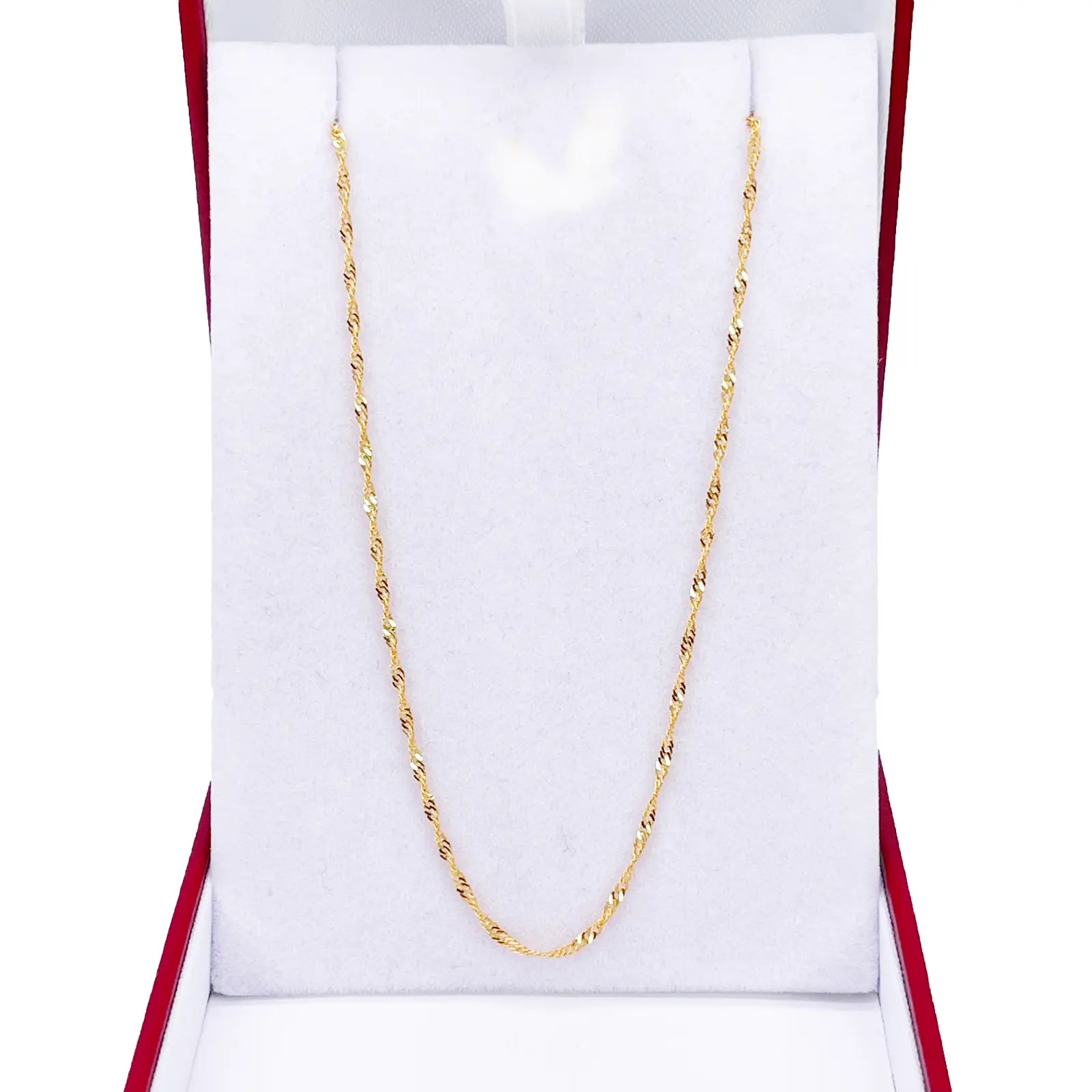 22ct Gold Twisted Chain Lightweight Fancy Ripple Necklace 16 Inches 1mm Width 