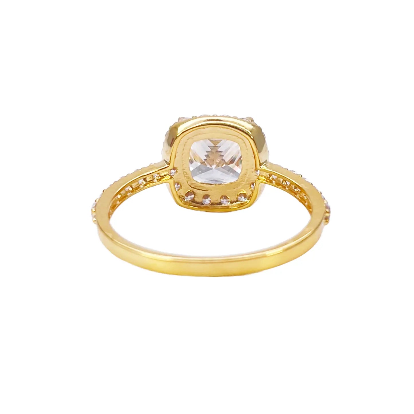 22ct Yellow Gold 4-Claw Cubic Zirconia Cushion Half Eternity Engagement Ring & Matching Band 