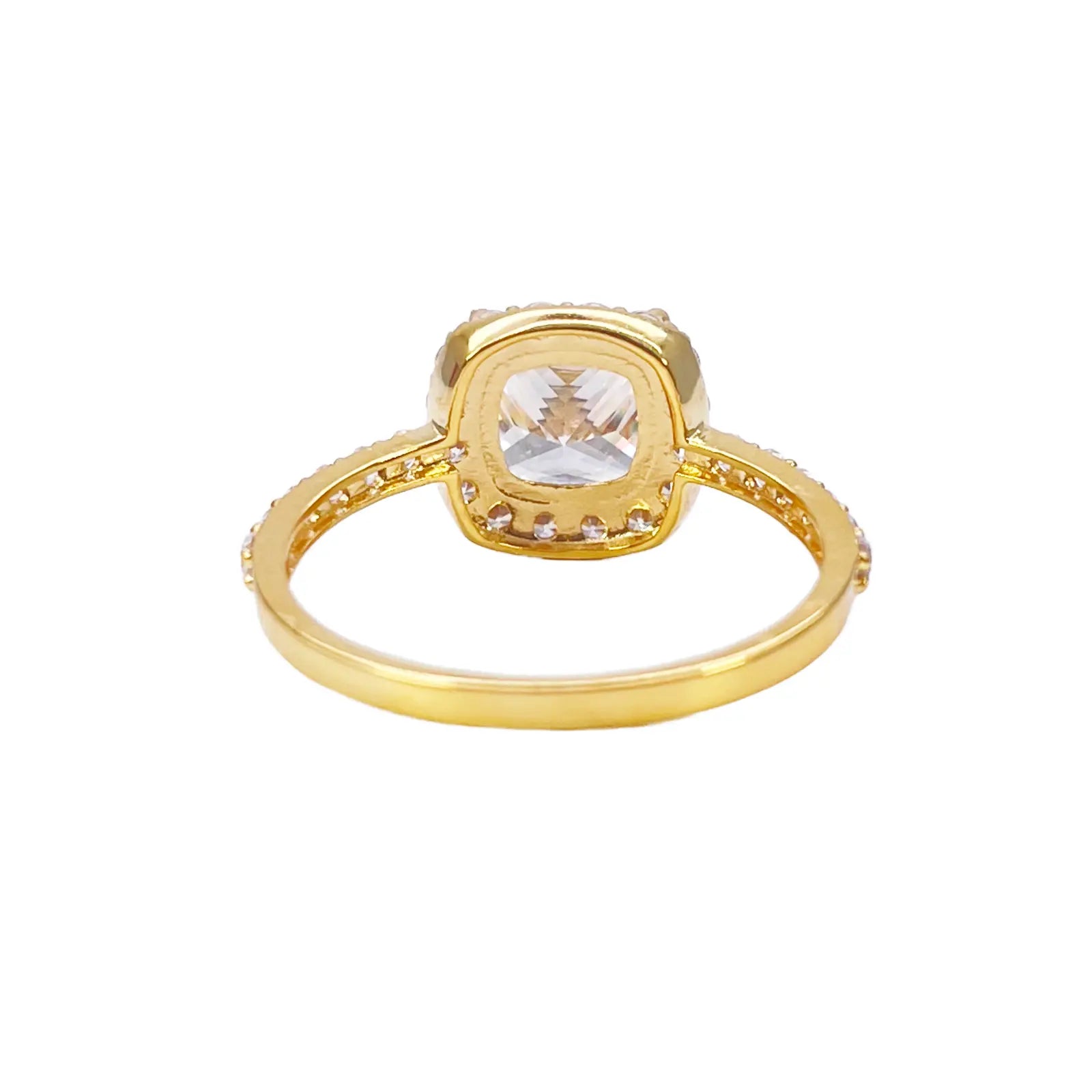 22ct Yellow Gold 4-Claw Cubic Zirconia Cushion Half Eternity Engagement Ring & Matching Band 
