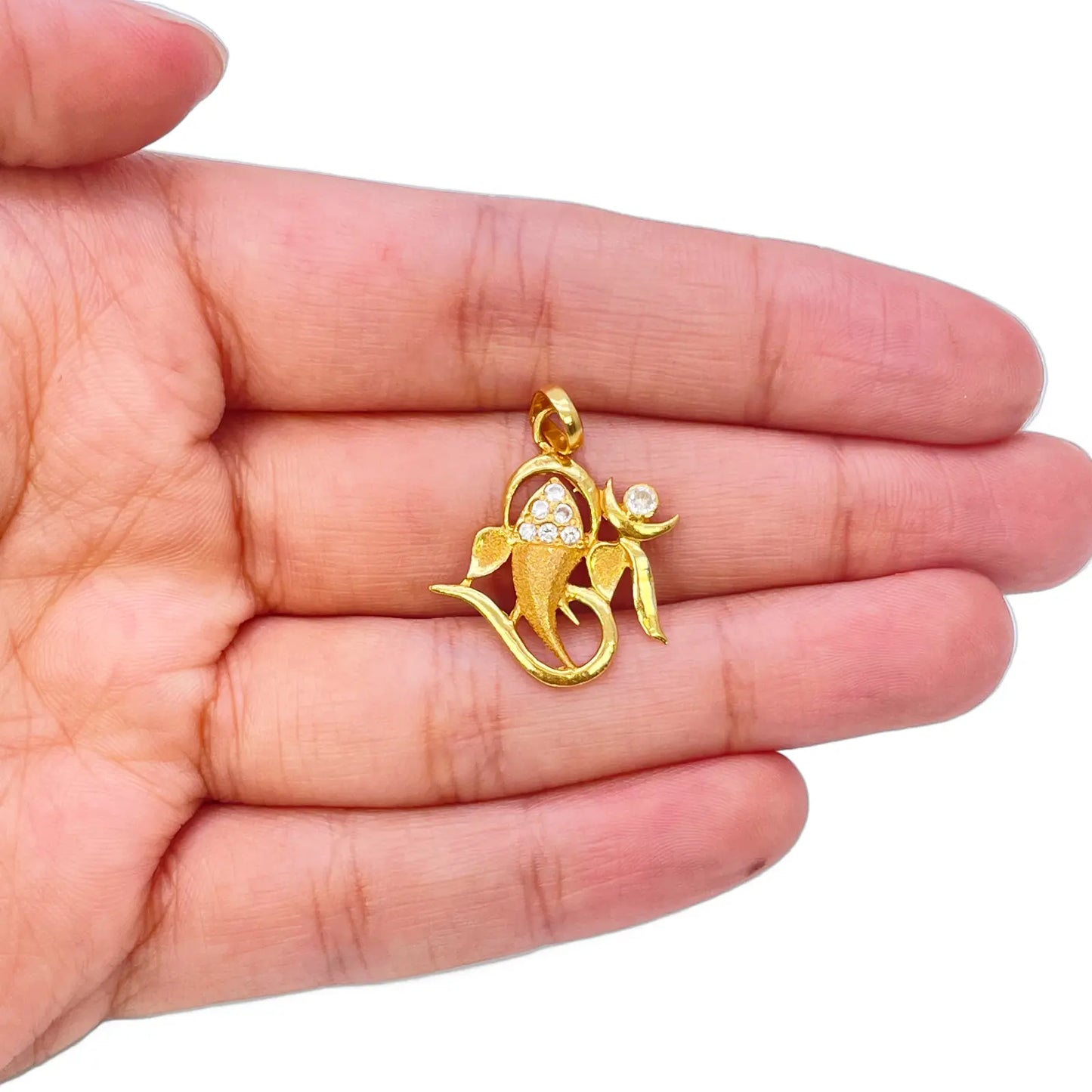 22ct Yellow Gold Beautiful High Polished & Matt Ganesha Pendant 22mm Length  Pendant