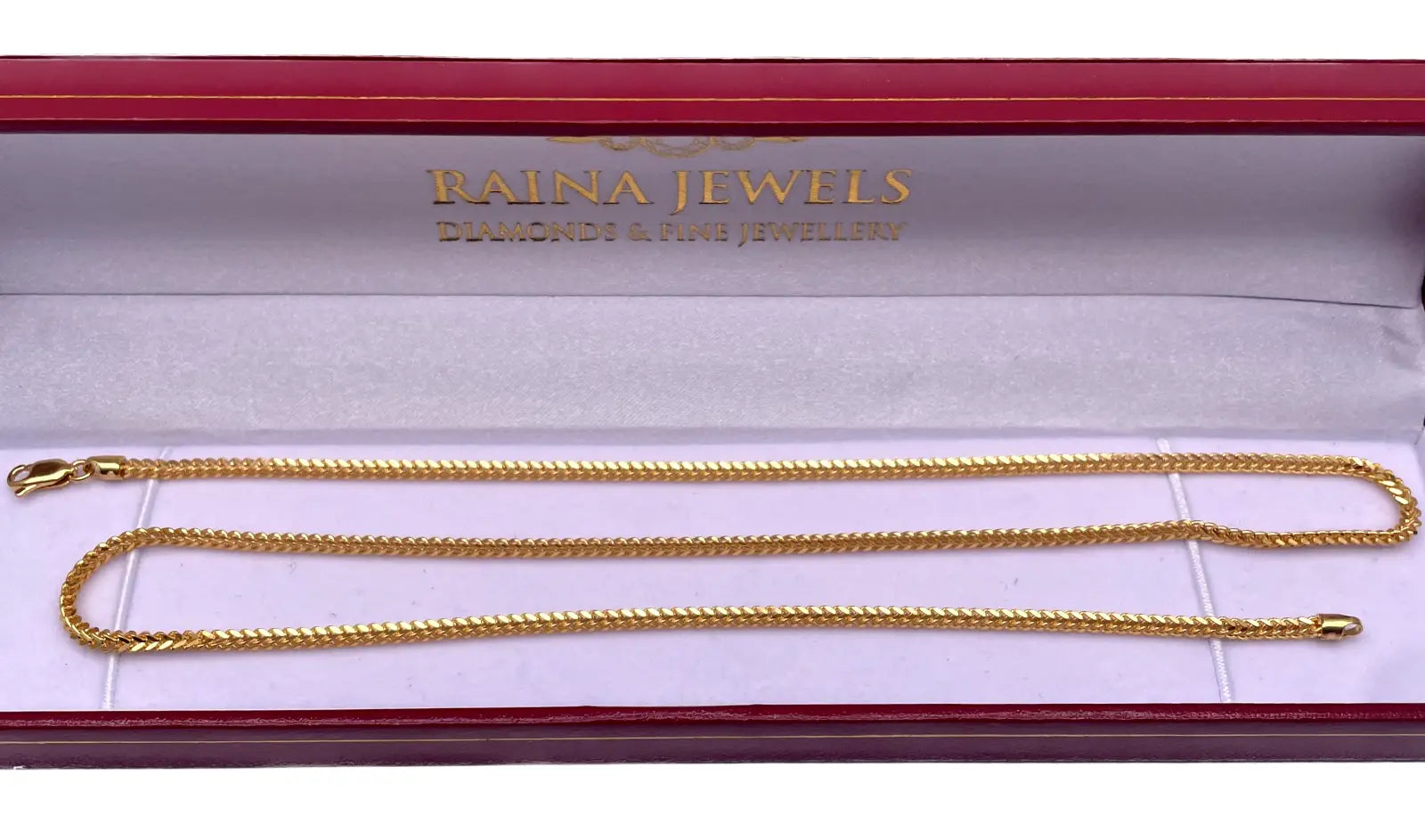 22ct Yellow Gold Braided FoxTail Chain Necklace 22 