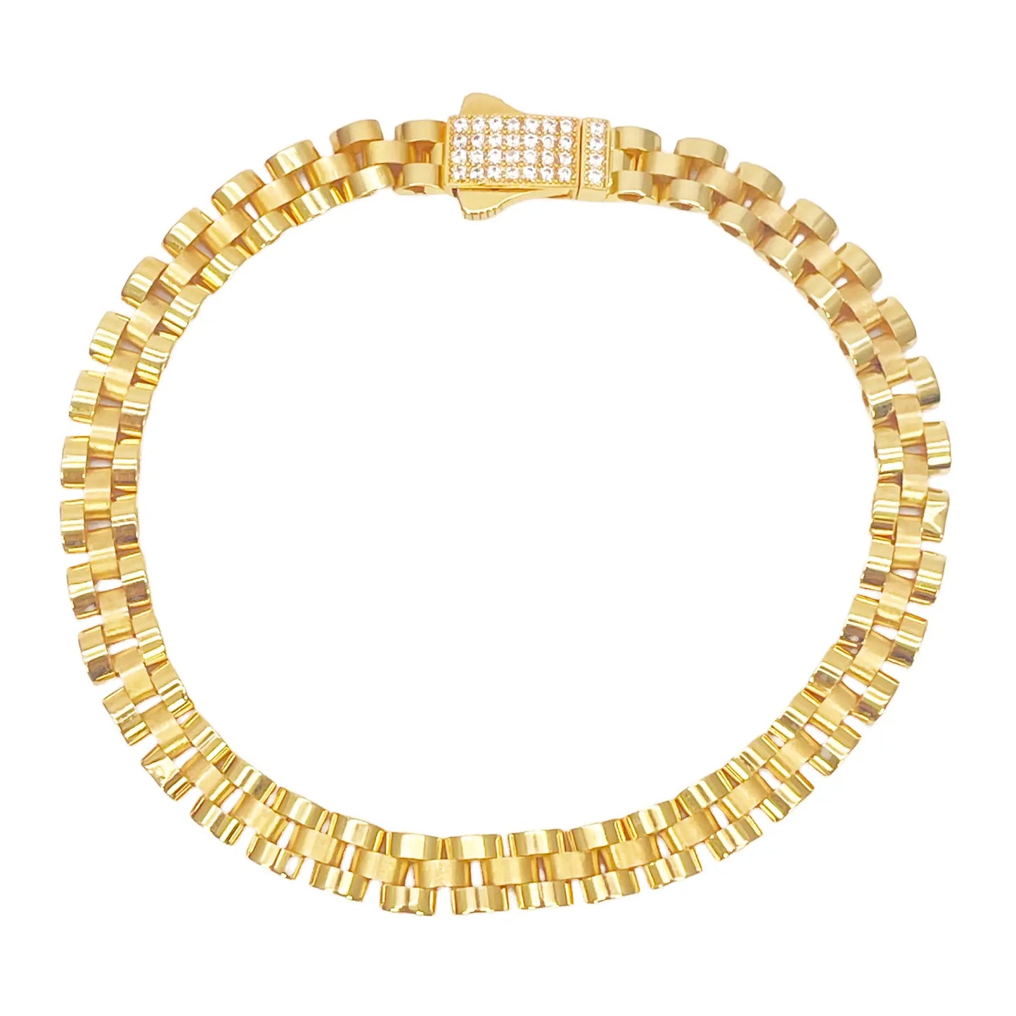 22ct Yellow Gold Brick link Presidential Bracelet 8 Inches 6mm width 