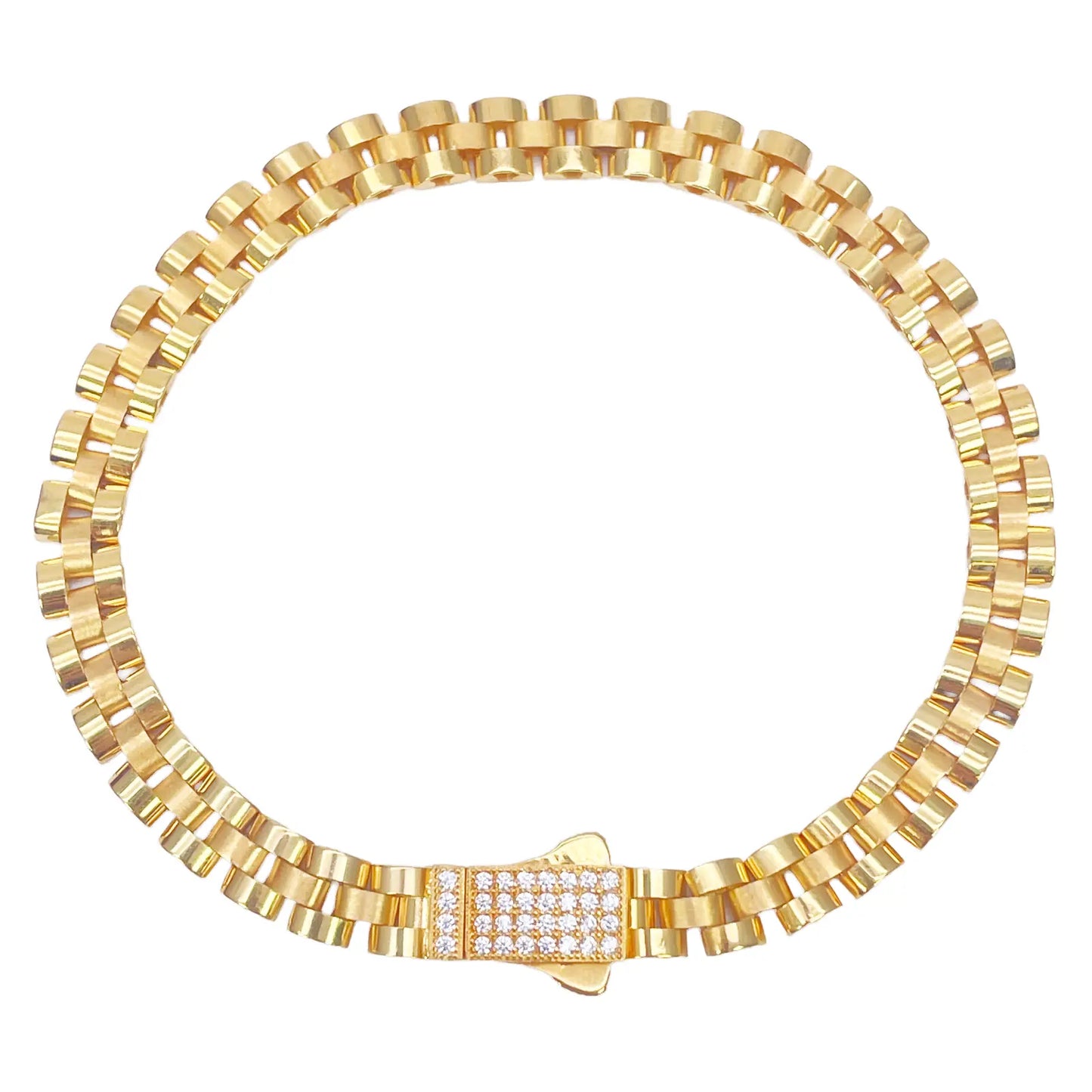 22ct Yellow Gold Brick link Presidential Bracelet 8 Inches 6mm width 