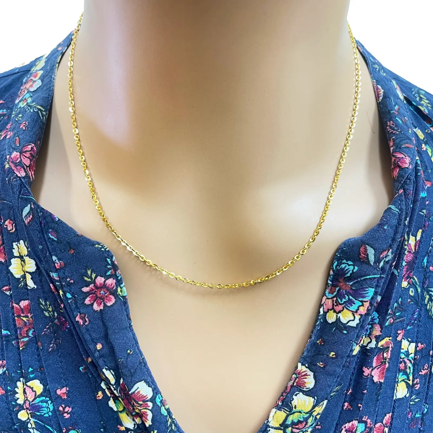 22ct Yellow Gold Cable Link Thin Chain 18''Inches 1.8mm Width 