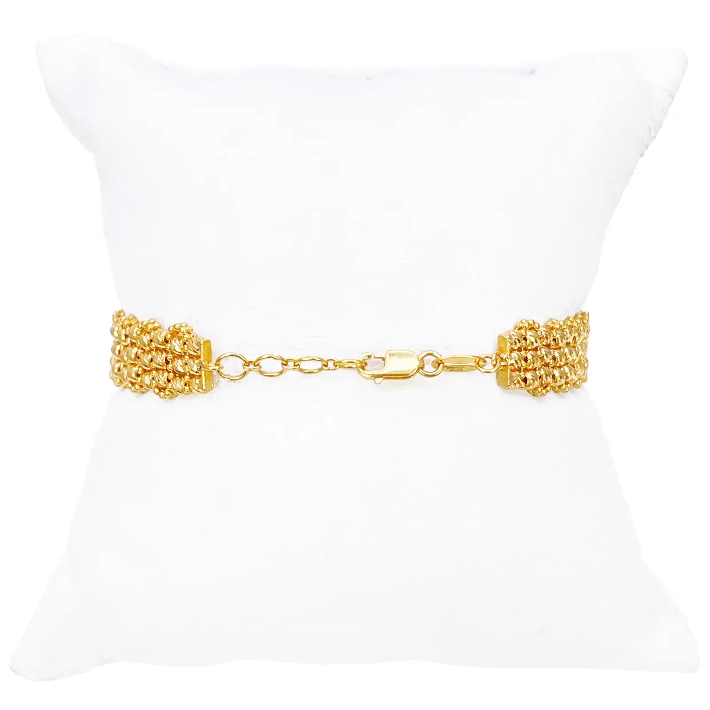 22ct Yellow Gold Diamond-Cut Bead Link Cluster Cuff Bracelet  Gold Bracelet