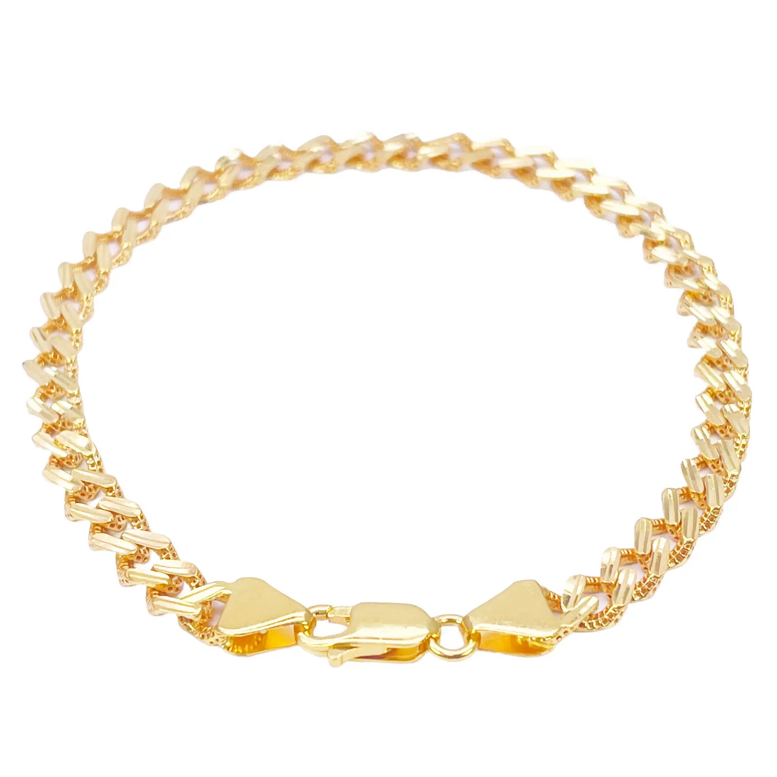 22ct Yellow Gold Diamond Cut Curb Link High Polished Plain Bracelet 8 inches 
