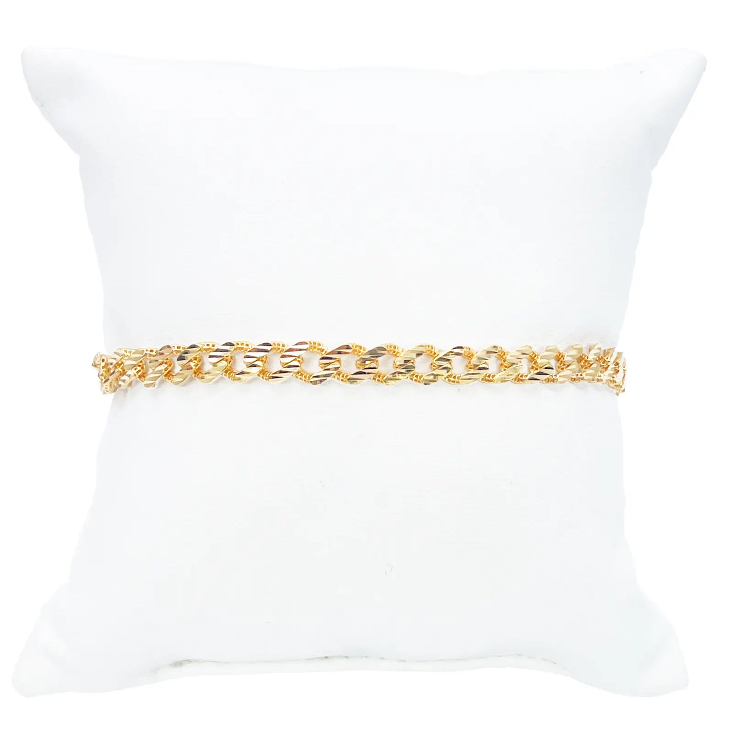 22ct Yellow Gold Diamond Cut Curb Link High Polished Plain Bracelet 8 inches 