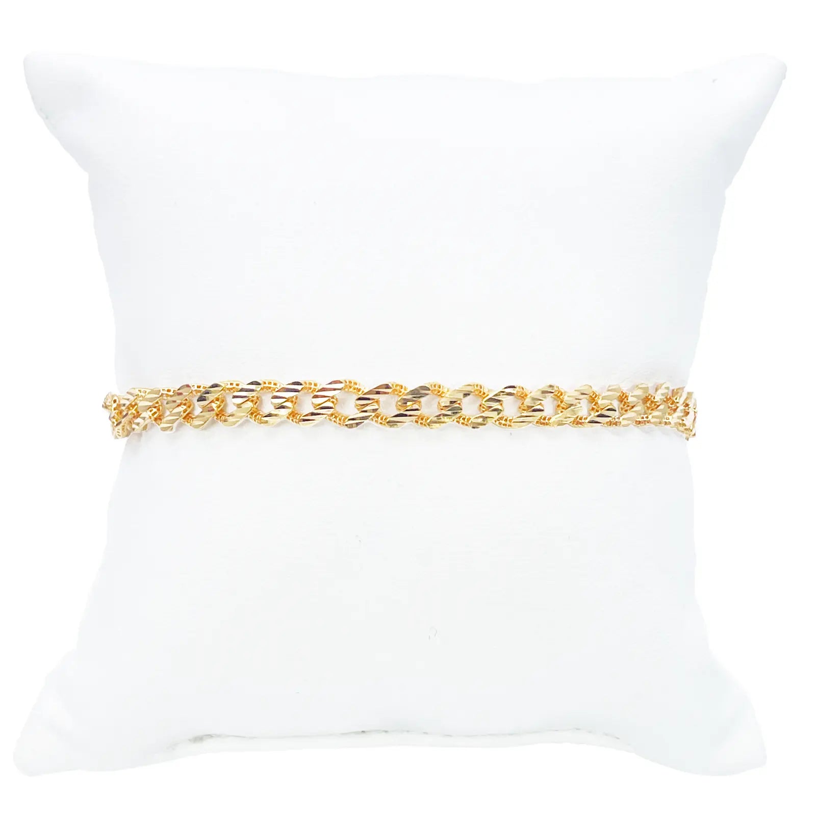 22ct Yellow Gold Diamond Cut Curb Link High Polished Plain Bracelet 8 inches 