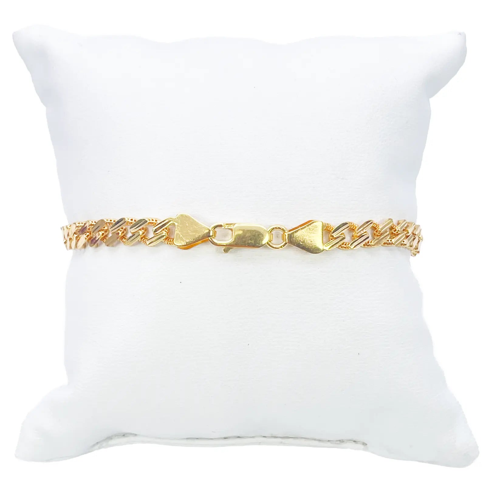 22ct Yellow Gold Diamond Cut Curb Link High Polished Plain Bracelet 8 inches 