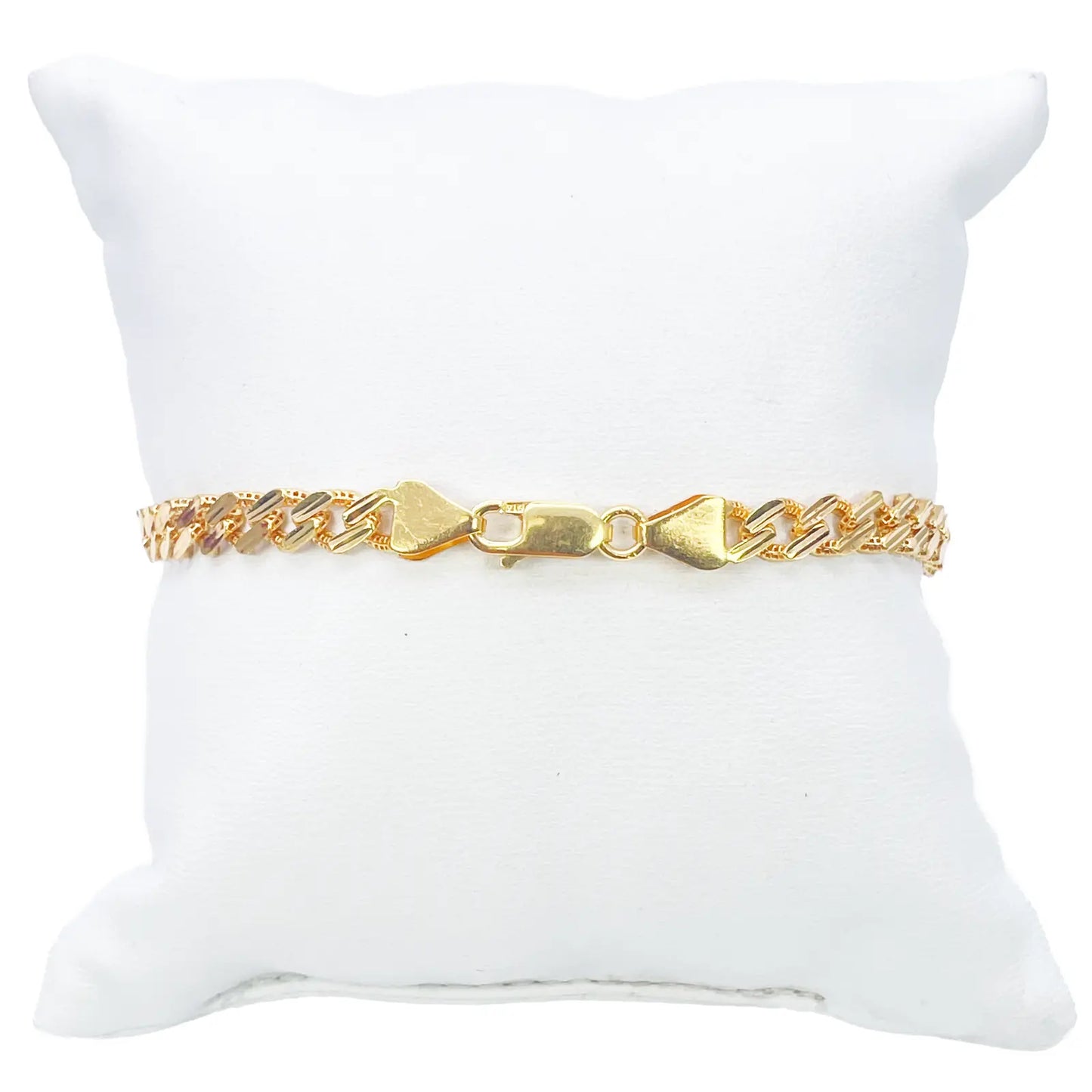 22ct Yellow Gold Diamond Cut Curb Link High Polished Plain Bracelet 8 inches 