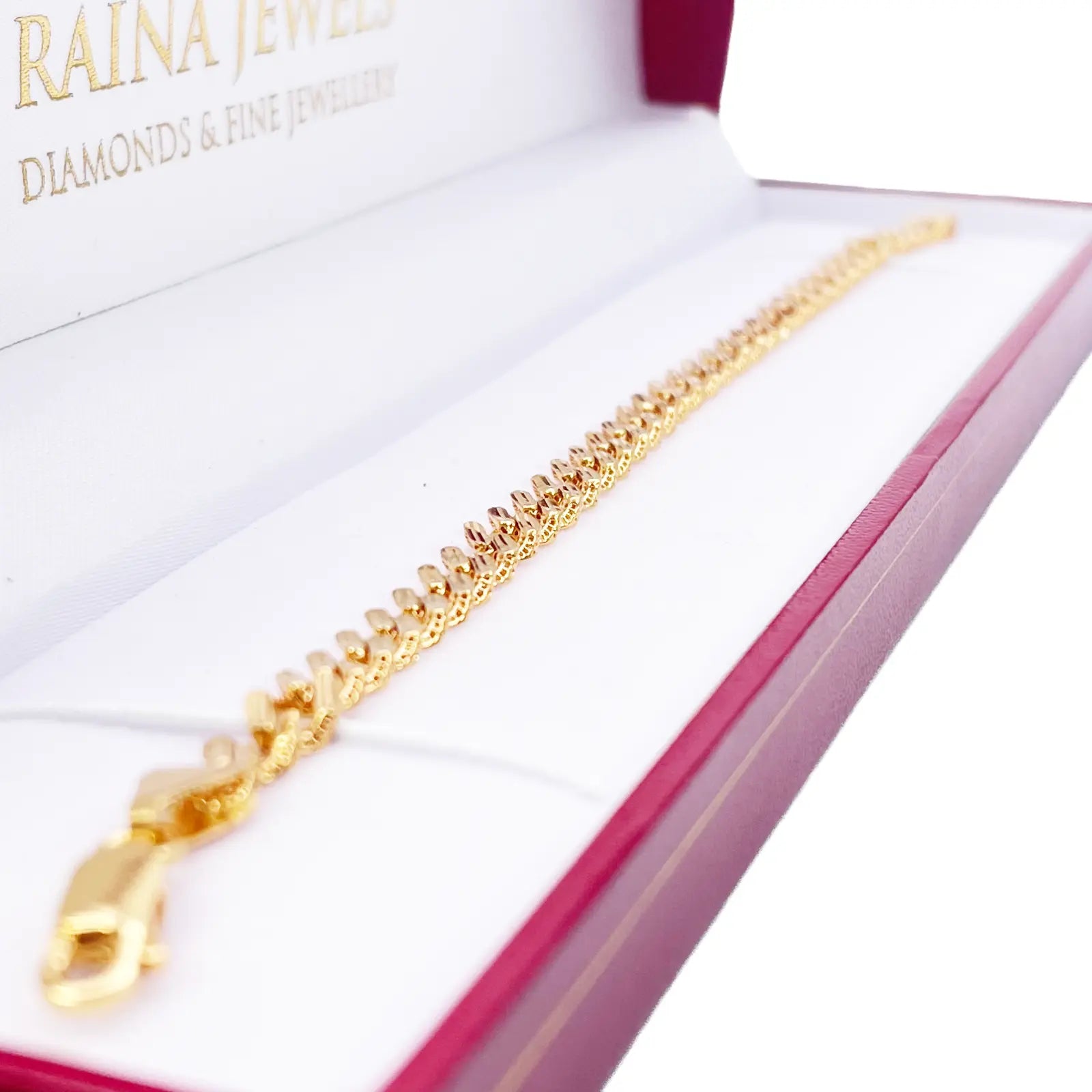 22ct Yellow Gold Diamond Cut Curb Link High Polished Plain Bracelet 8 inches 