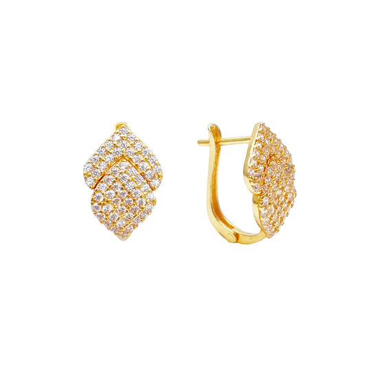 22ct Yellow Gold Fancy Cubic Zirconia Hoop Huggie Earrings 8mm Inside Diameter  Gold earring