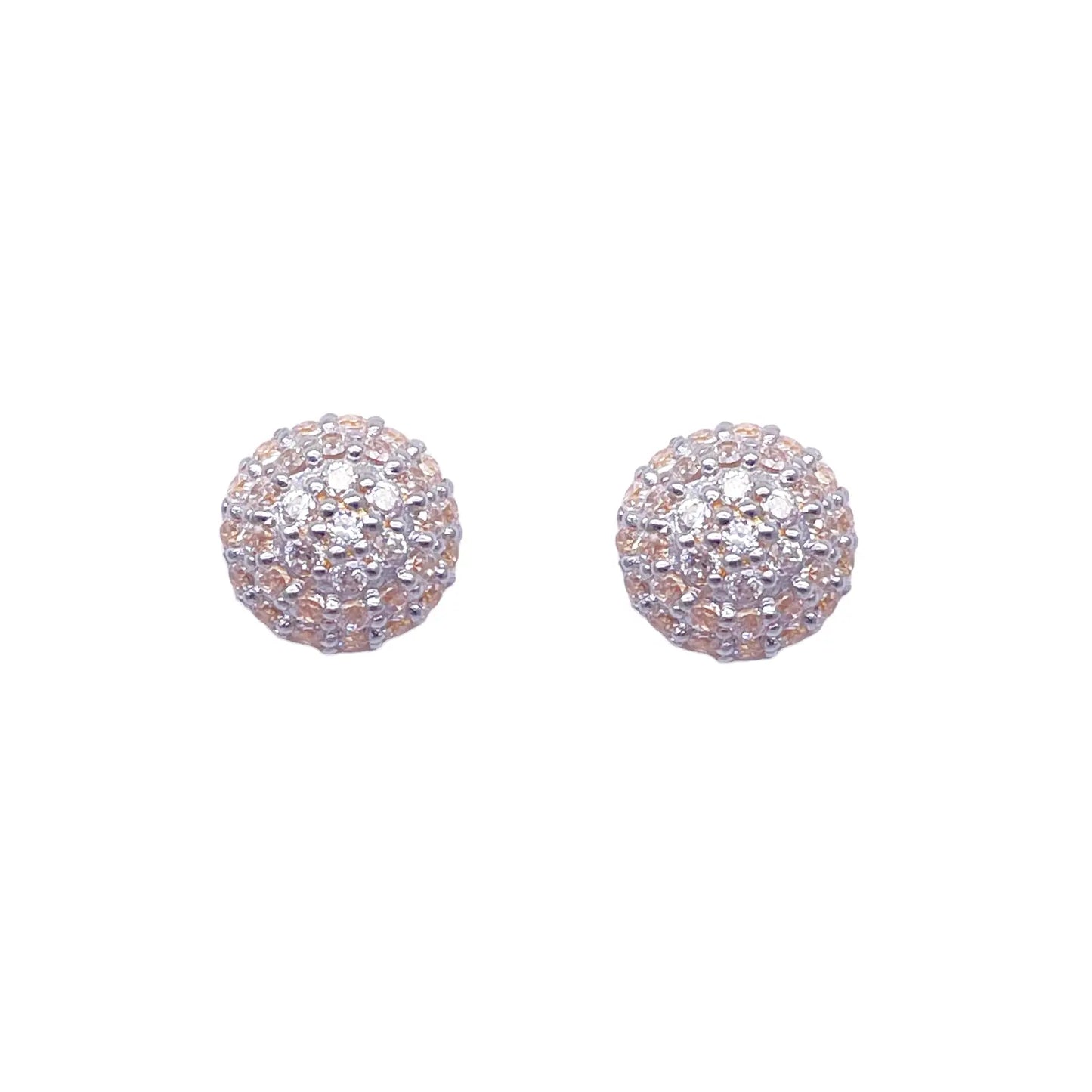 22ct Yellow Gold Fancy Cubic Zirconia Sparkly Dome Earrings 