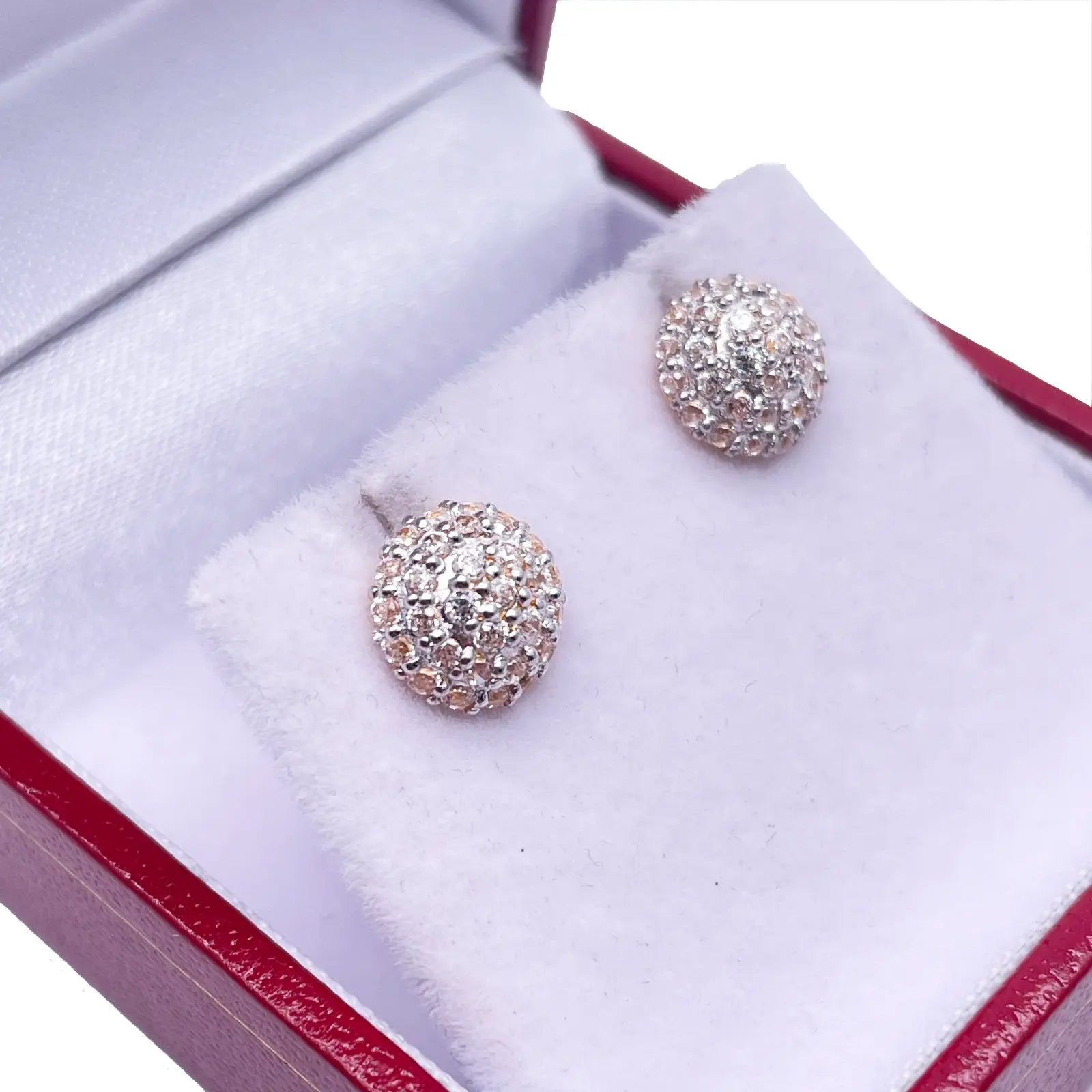22ct Yellow Gold Fancy Cubic Zirconia Sparkly Dome Earrings 