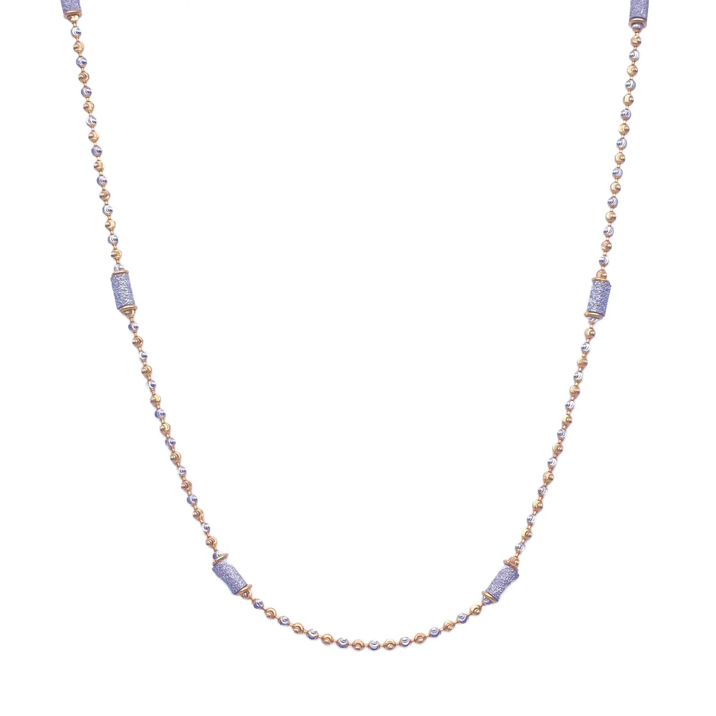 22ct Yellow Gold Fancy Diamond Cut & Sparkly  Beaded Chain Necklace 22Inches 