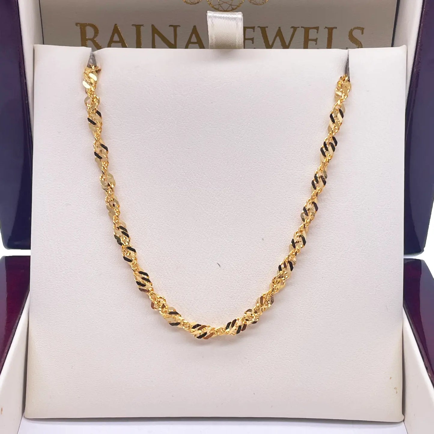 22ct Yellow Gold Fancy Twisted Ripple Chain Necklace 22 Inches 3mm Width  Diamond Bracelets