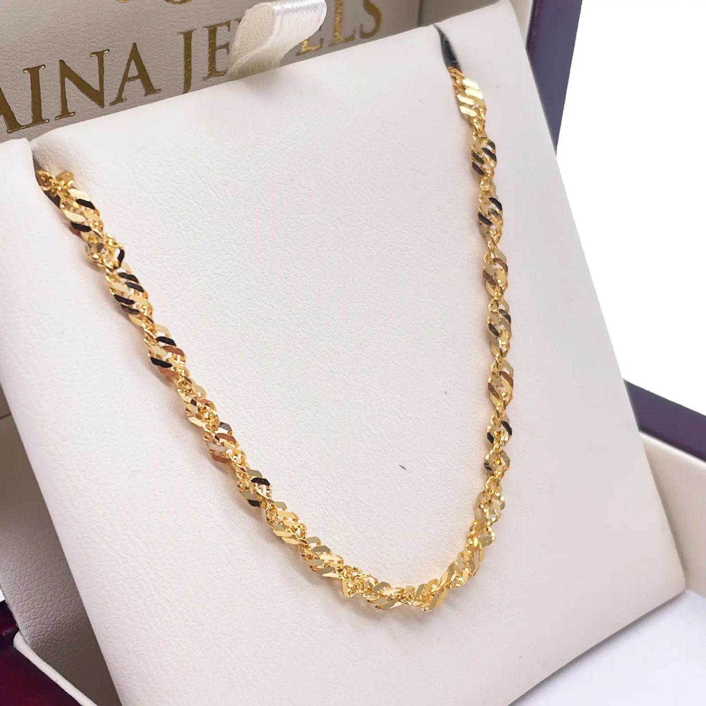 22ct Yellow Gold Fancy Twisted Ripple Chain Necklace 22 Inches 3mm Width  Diamond Bracelets