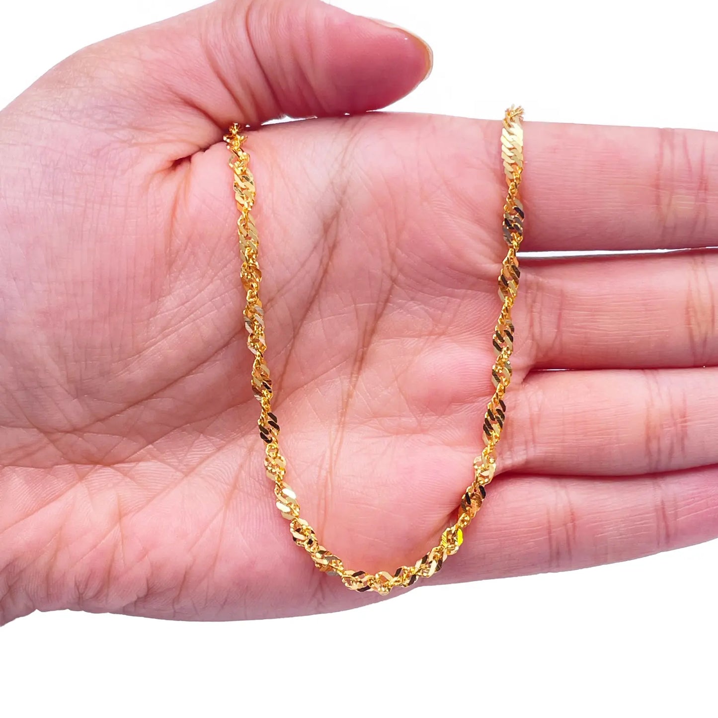 22ct Yellow Gold Fancy Twisted Ripple Chain Necklace 22 Inches 3mm Width  Diamond Bracelets