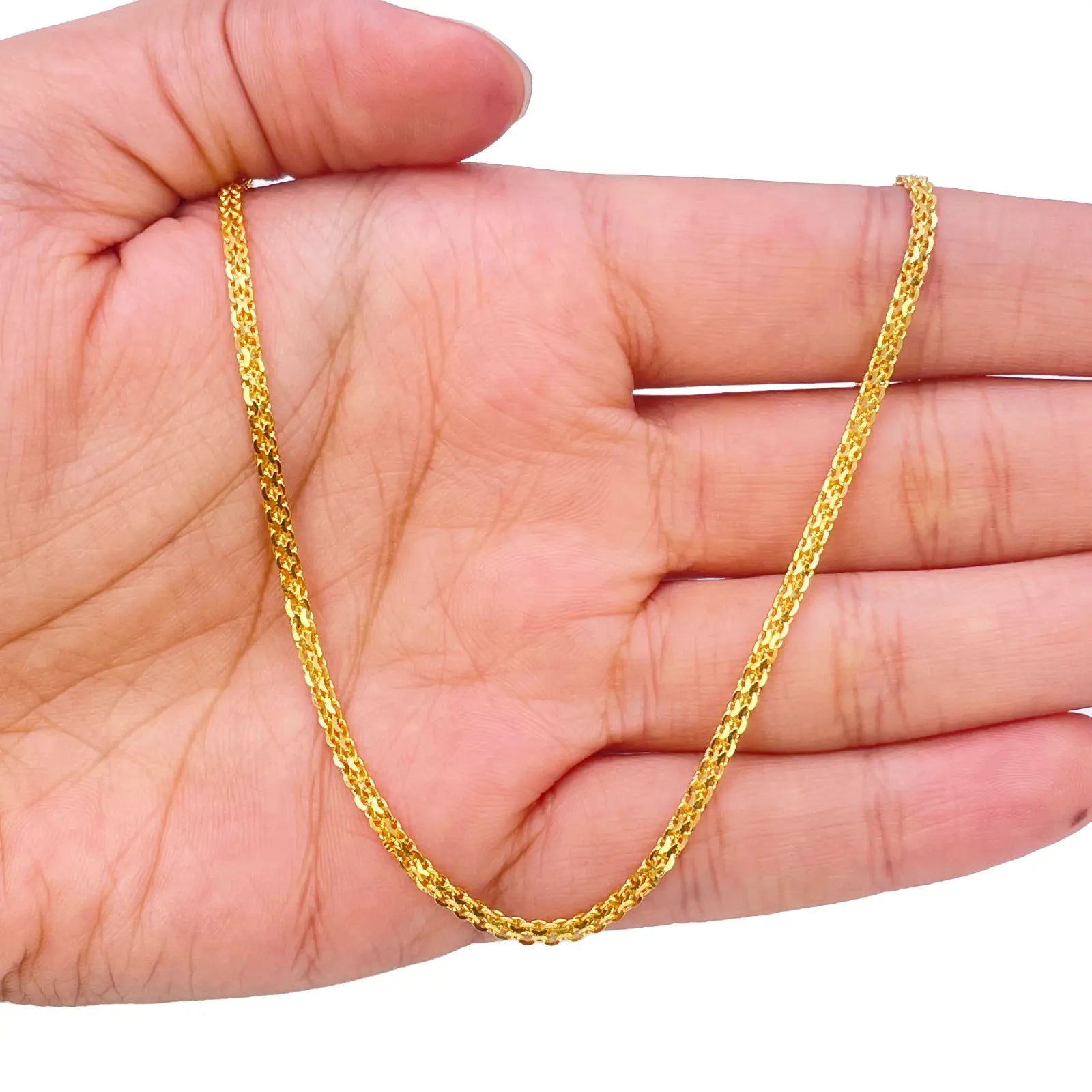 22ct Yellow Gold Flat Chain Necklace 18 inches 2 mm Width 