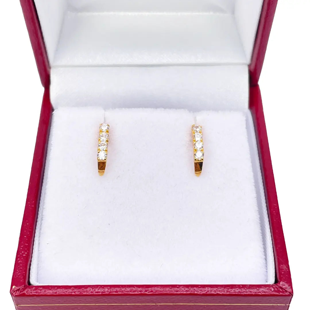 22ct Yellow Gold Four Stone Half Hoop Children's Earrings 9.6mm 
