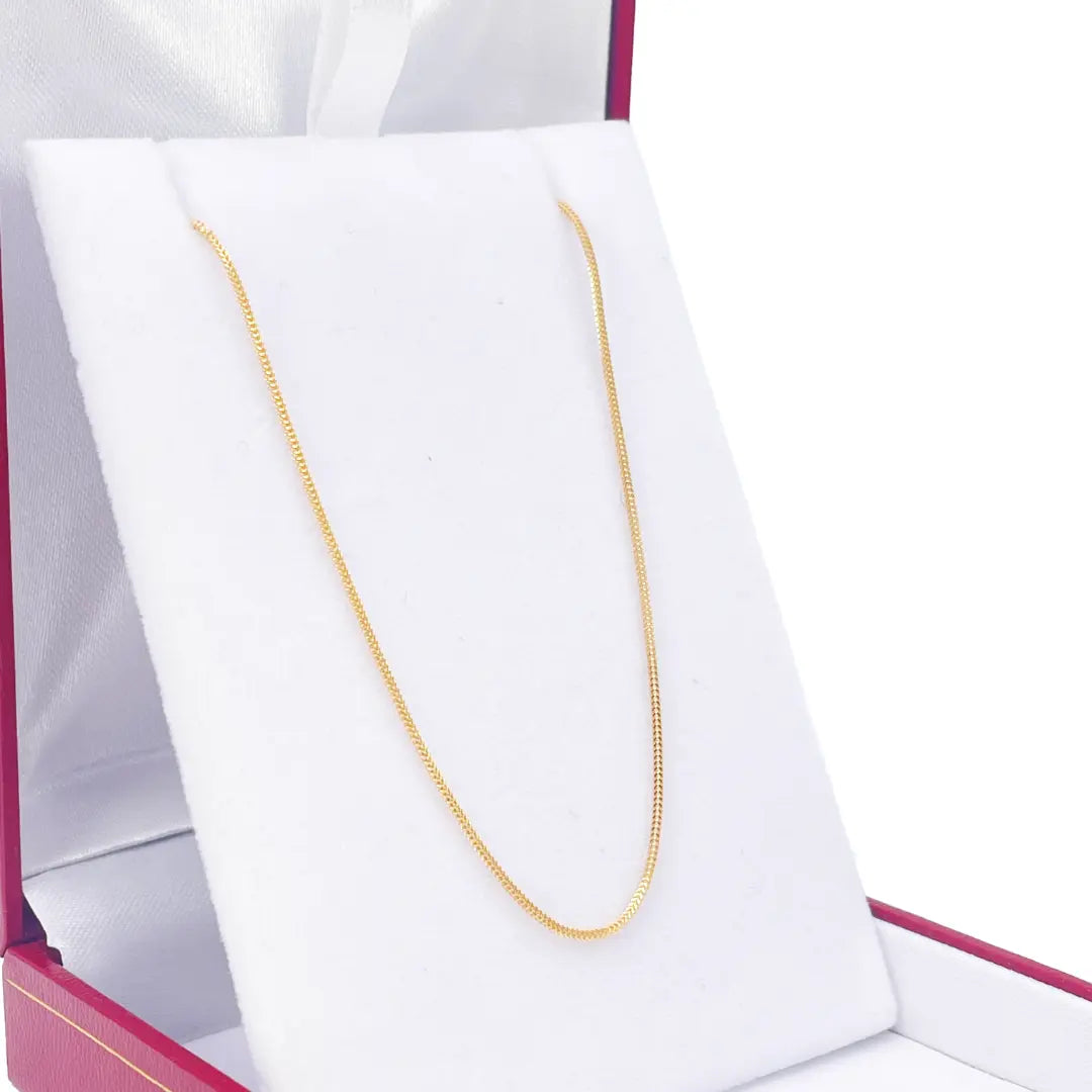 22ct Yellow Gold Foxtail Chain Necklace 18 Inches 0.8mm Width 