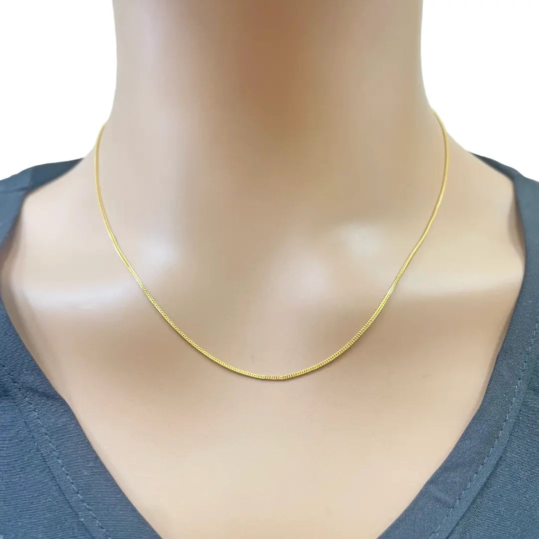 22ct Yellow Gold Foxtail Chain Necklace 18 Inches 0.8mm Width 