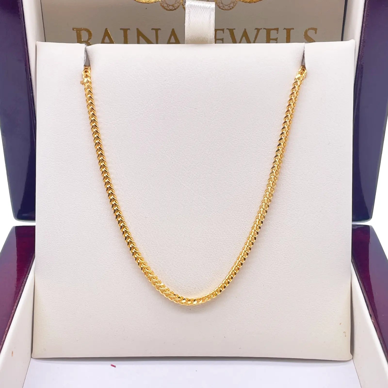 22ct Yellow Gold Foxtail Chain Necklace 18''Inches 2.0mm Width 