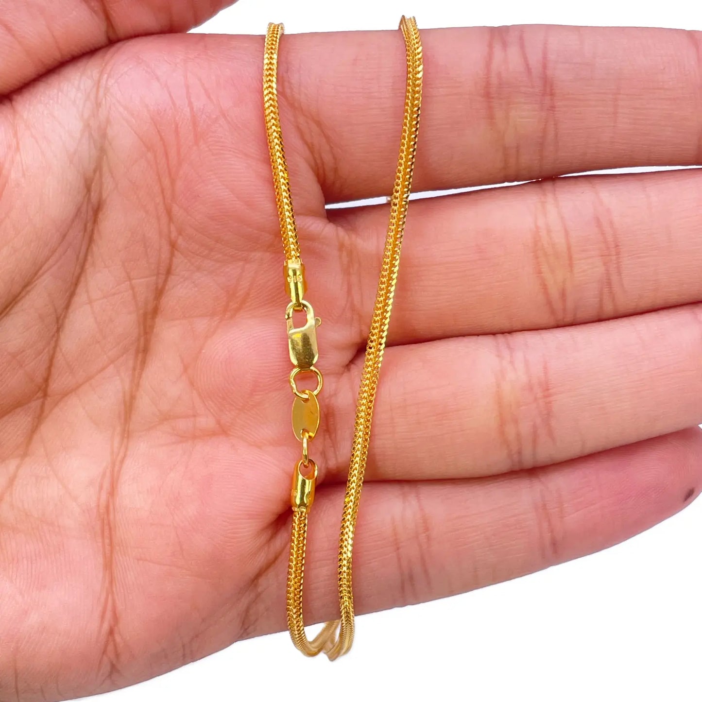 22ct Yellow Gold Foxtail Dragon Chain Necklace 16''inches 1.5mm Width 