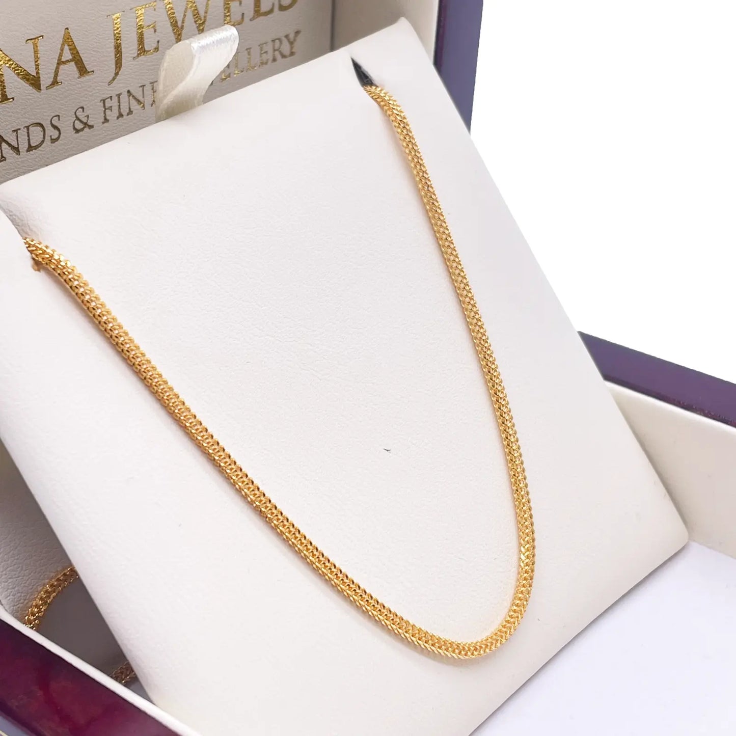 22ct Yellow Gold Foxtail Dragon Chain Necklace 18''inches 1.7mm Width 