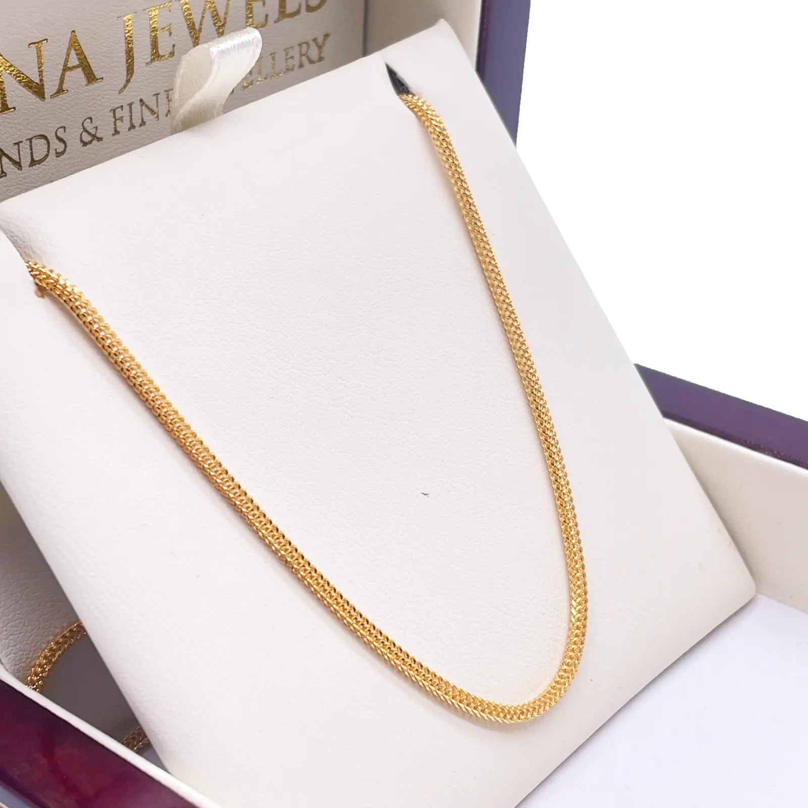 22ct Yellow Gold Foxtail Dragon Chain Necklace 18''inches 1.7mm Width 