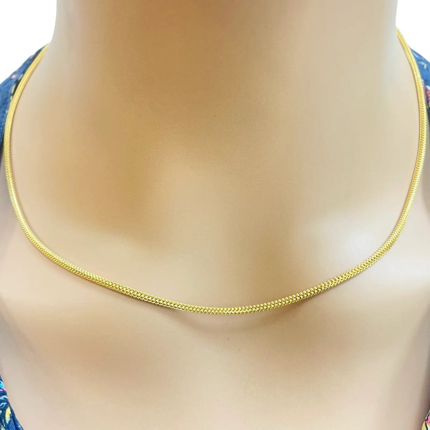 22ct Yellow Gold Foxtail Dragon Chain Necklace 18''inches 1.7mm Width 