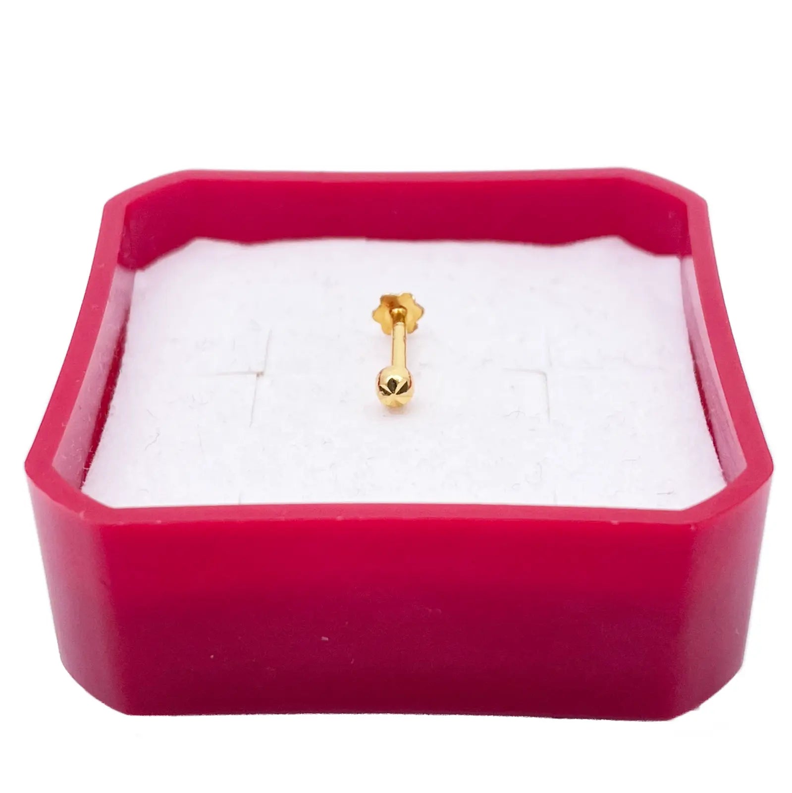 22ct Yellow Gold Gold Diamond Cut Flower Design Single Nose Stud/Pin 2.2mm Width 