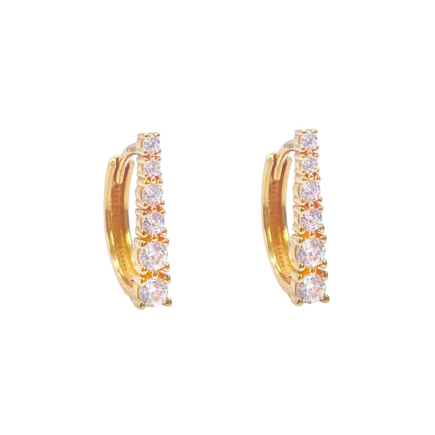 22ct Yellow Gold Graduated Cubic Zirconia Hoop Earrings  Gold Earrings