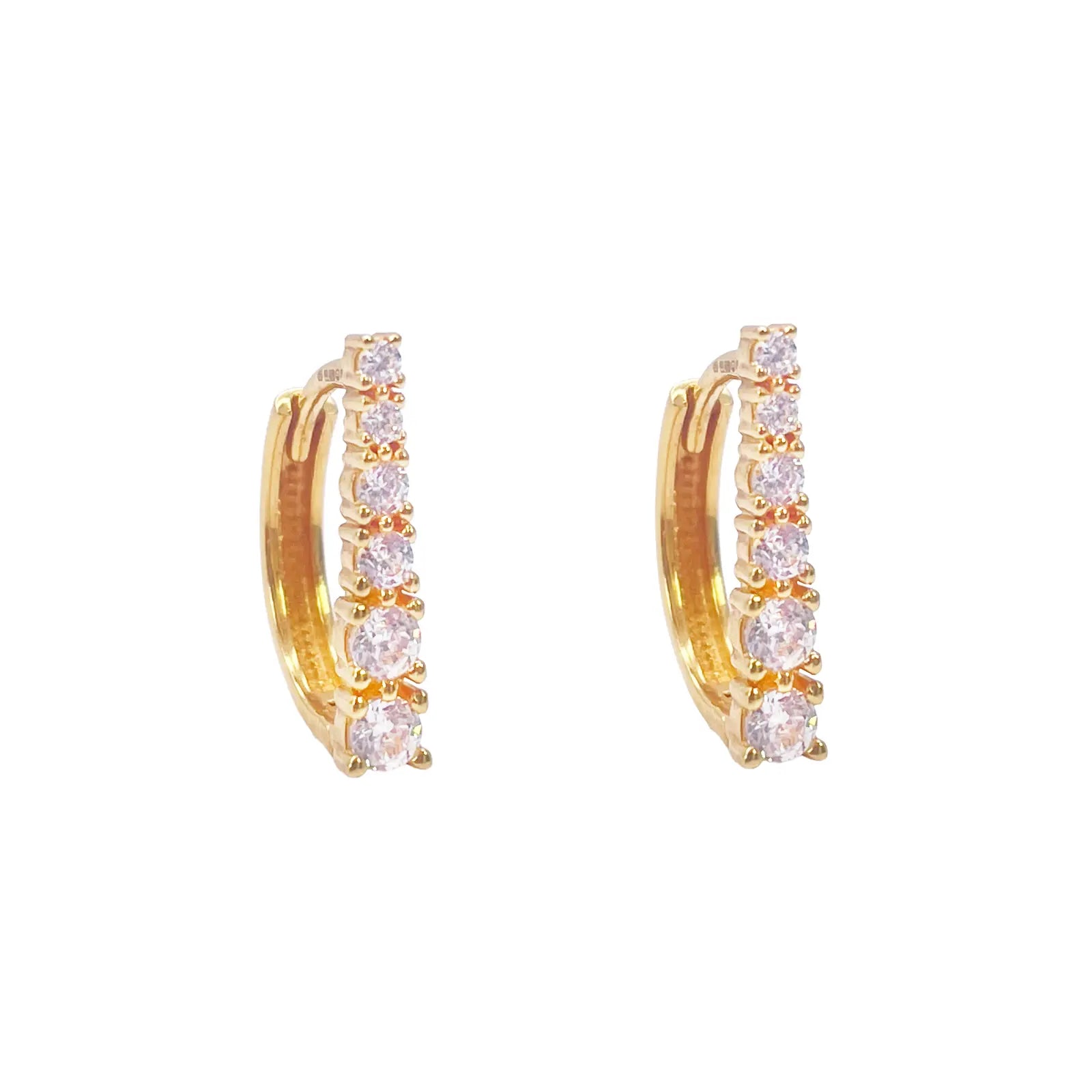 22ct Yellow Gold Graduated Cubic Zirconia Hoop Earrings  Gold Earrings